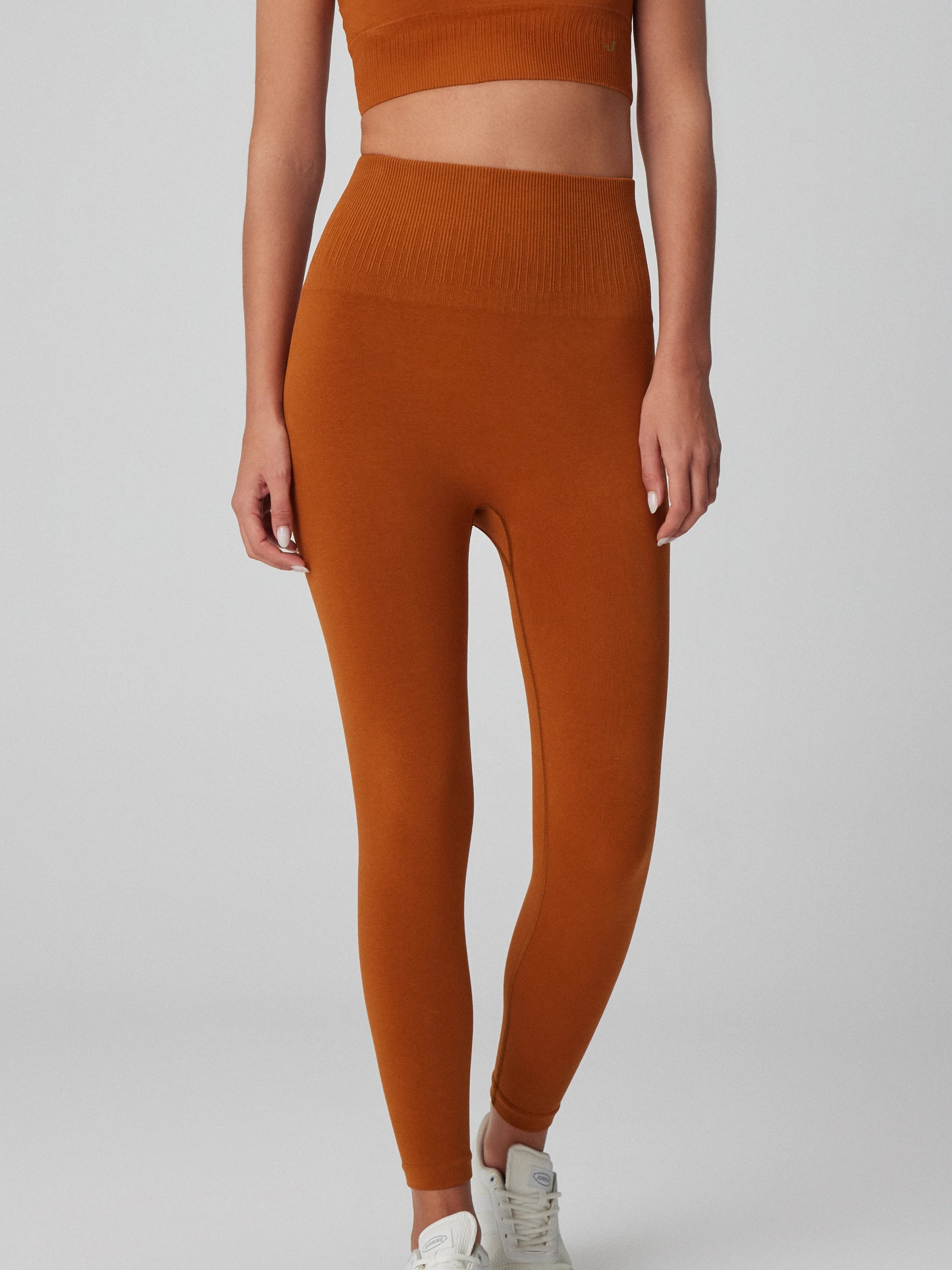 Luz Kemeri Rip Detaylı Yüksek Bel, Sıkılaştırıcı Tayt Badem