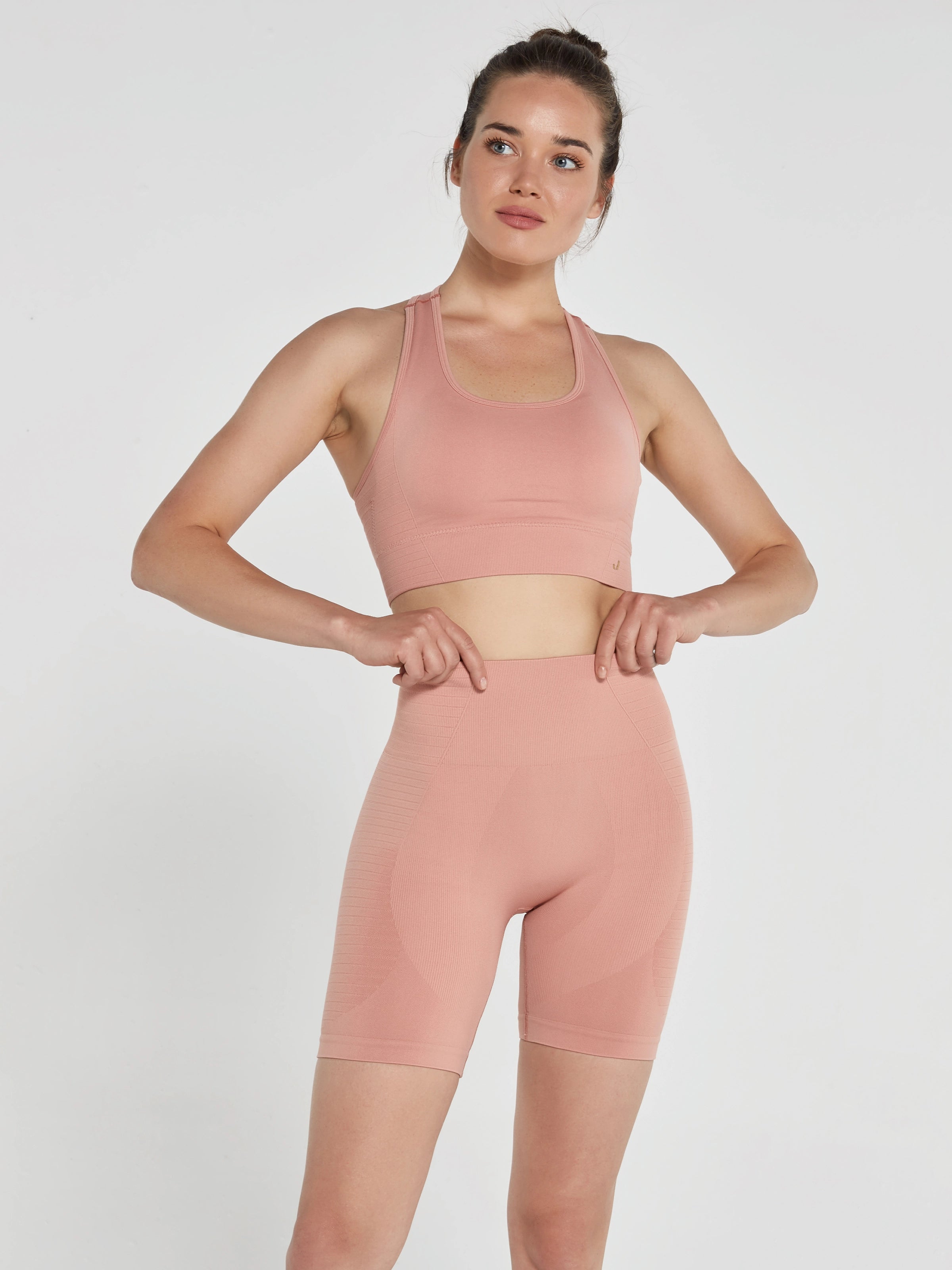 Gela Şekillendirici Sport Biker Tayt Pastel Pembe