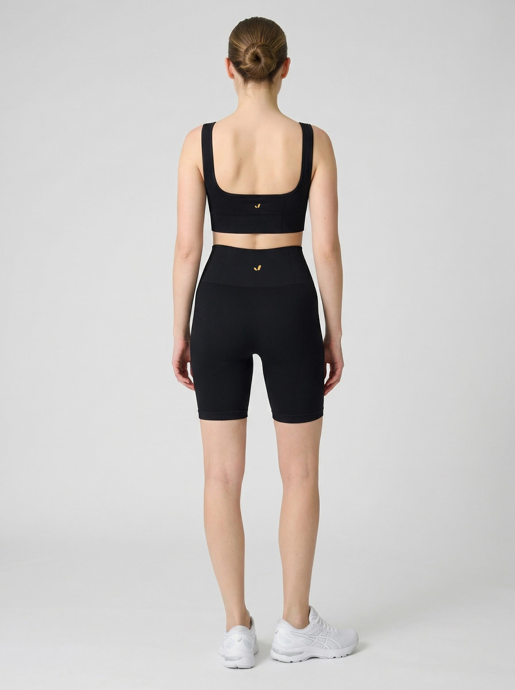 Holly Petek Desenli Yüksek Bel Biker Tayt Siyah