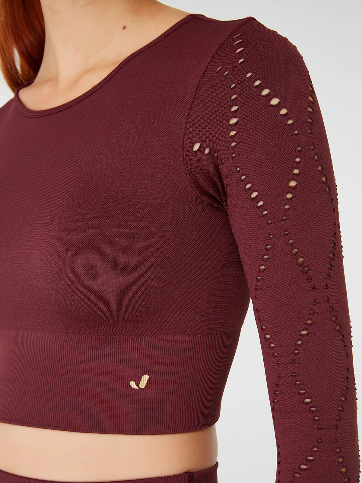 Naples Uzun Kol Crop Top Econyl Bordo