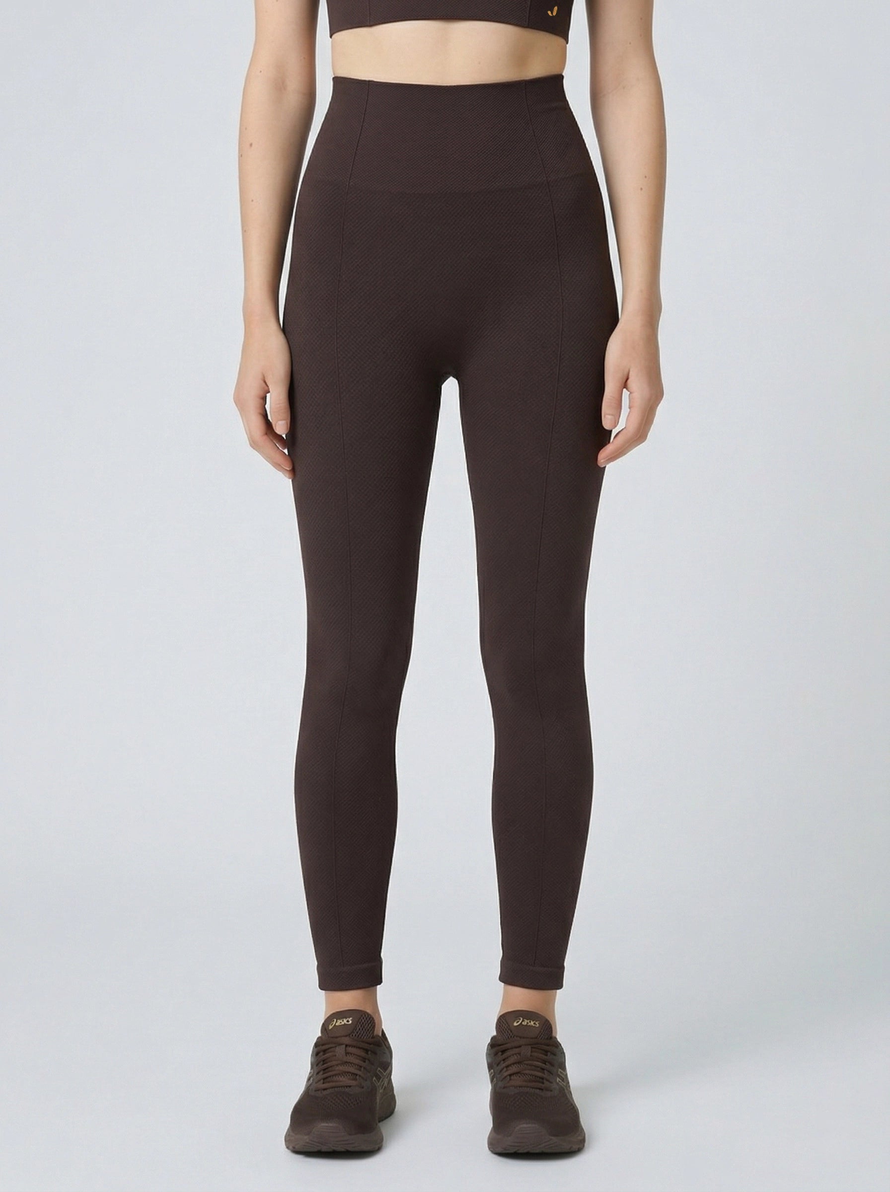 Holly Petek Desenli Yüksek Bel Tayt Acı Kahve