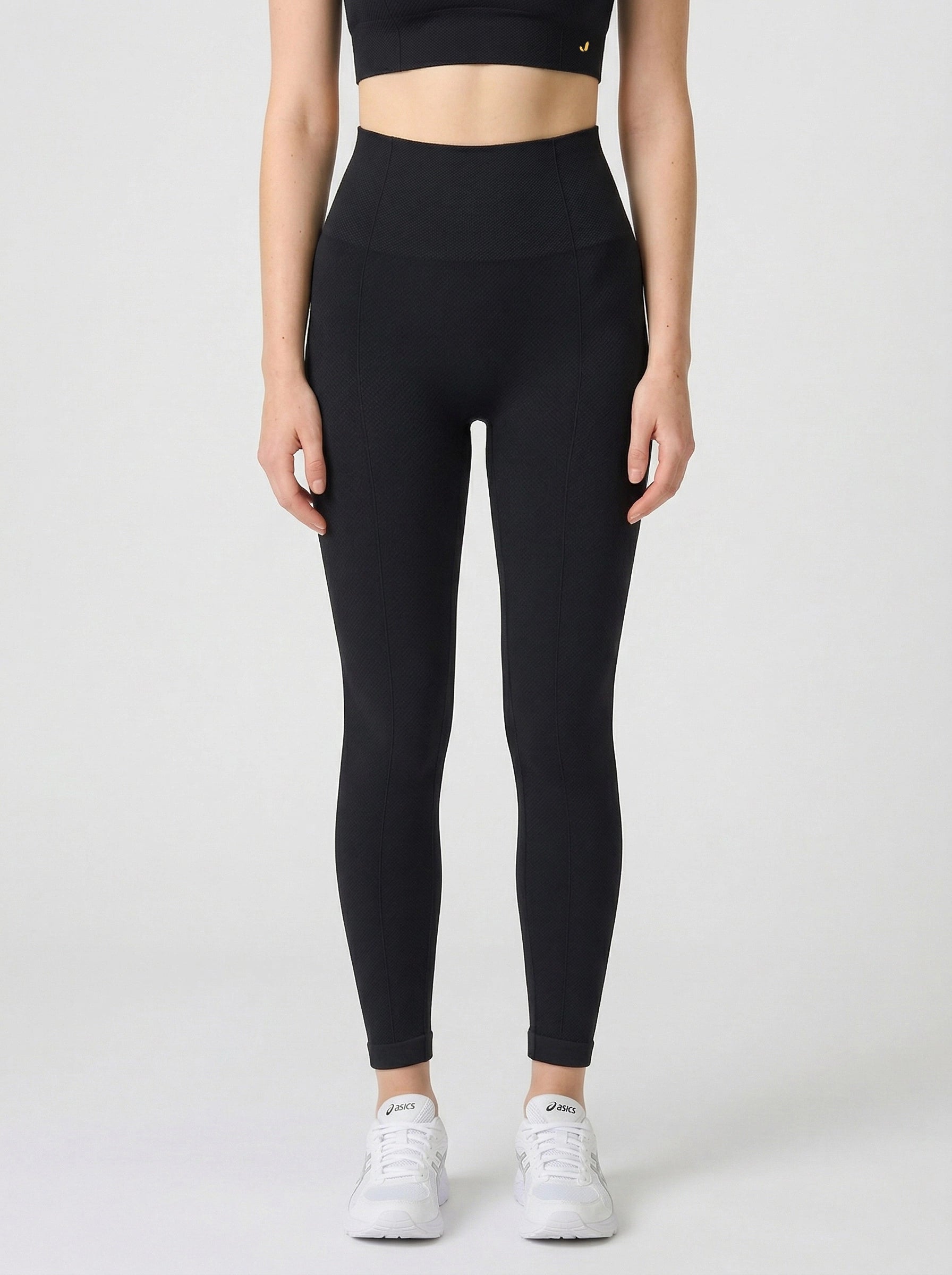 Holly Honeycomb Patterned High Waist Leggings Black