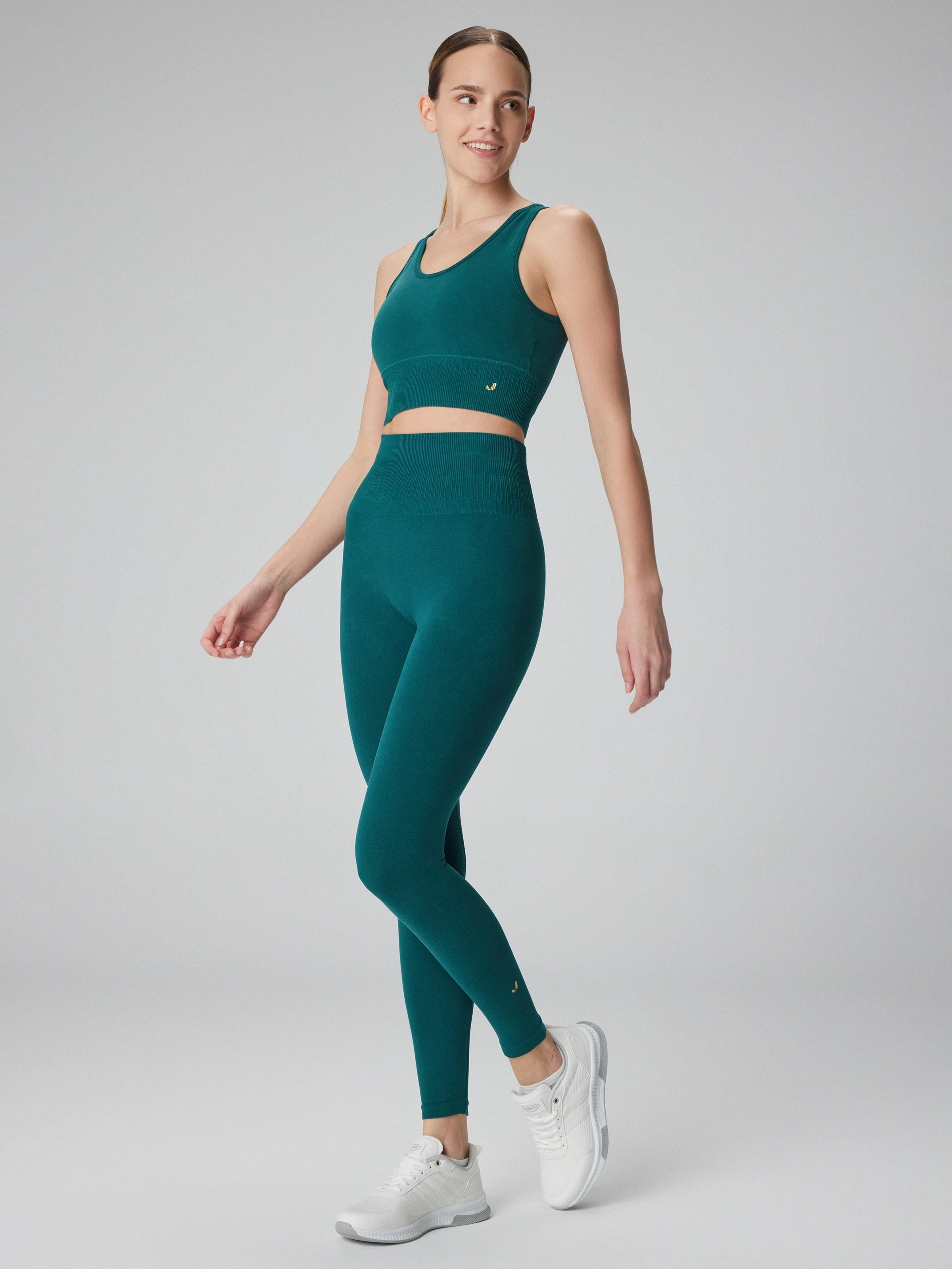 Luz Kemeri Rip Detaylı Yüksek Bel, Sıkılaştırıcı Tayt Yeşil