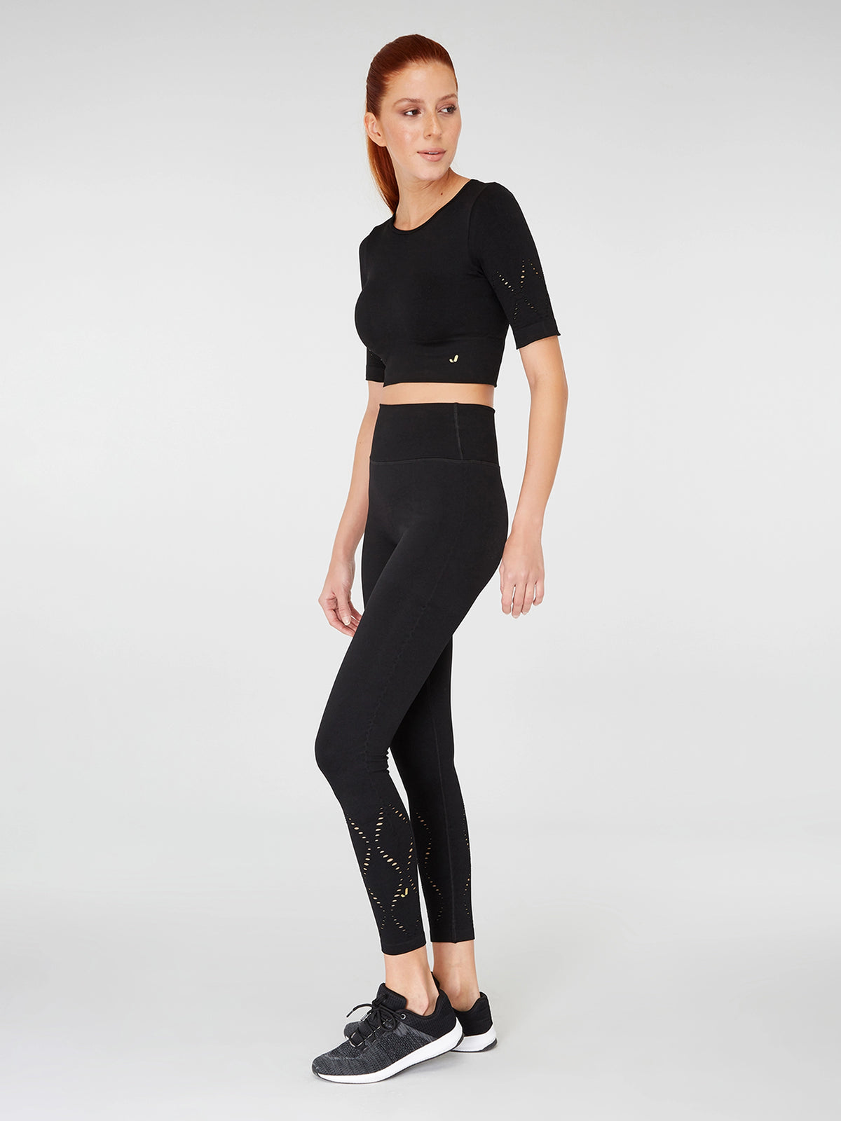 Naples Kısa Kol Crop Top Econyl Siyah