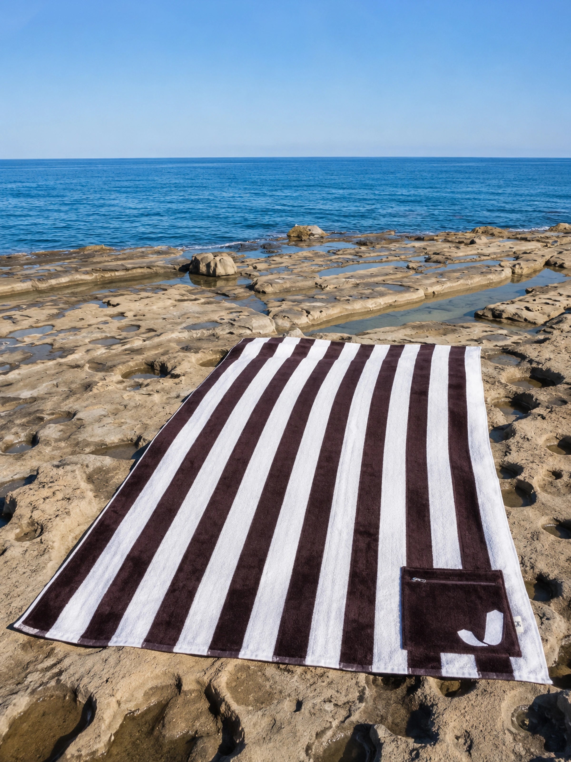 Coast Cepli Plaj Havlusu Kahverengi-Beyaz