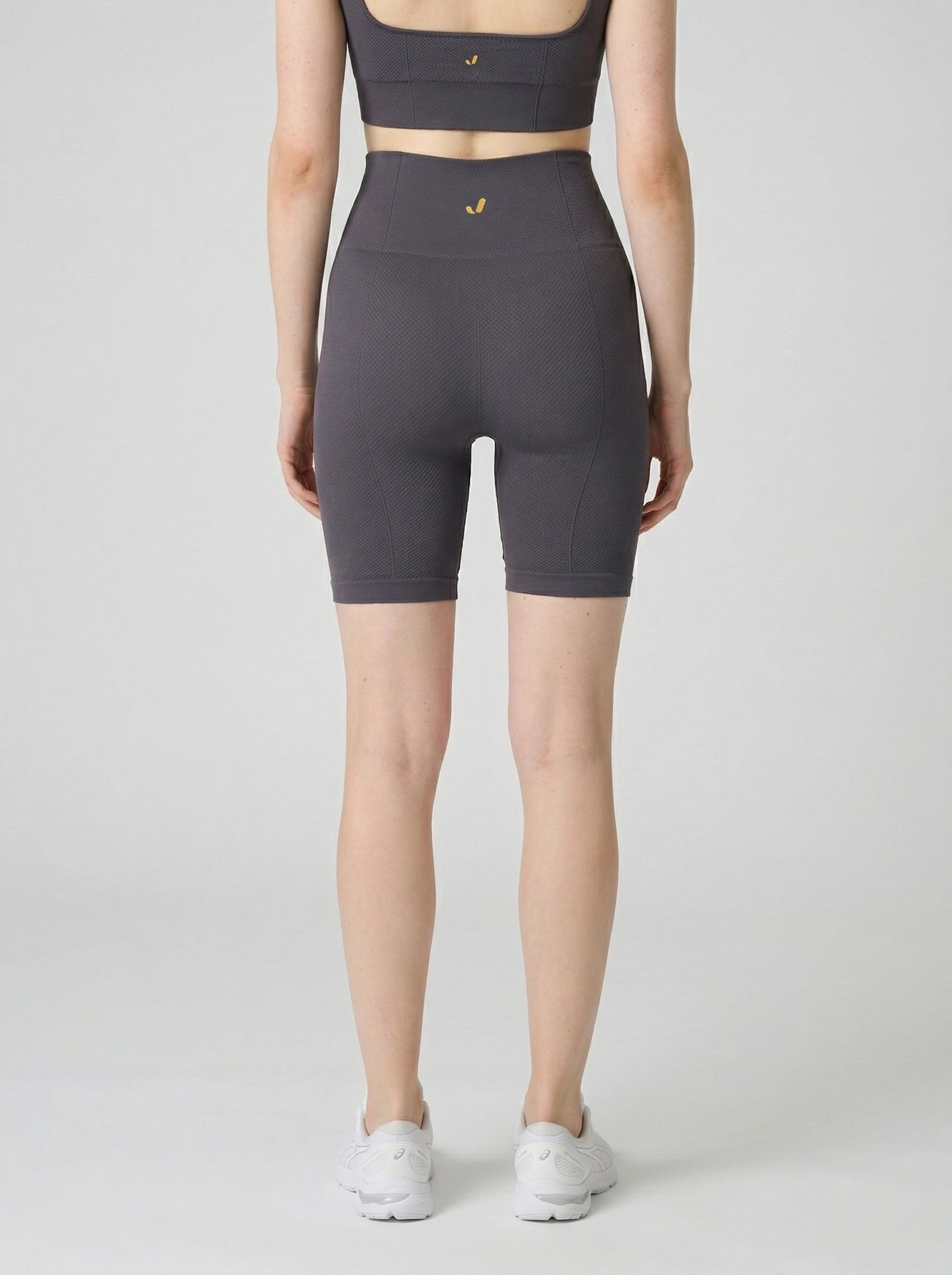 Holly Honeycomb Patterned High Waist Biker Leggings Anthracite