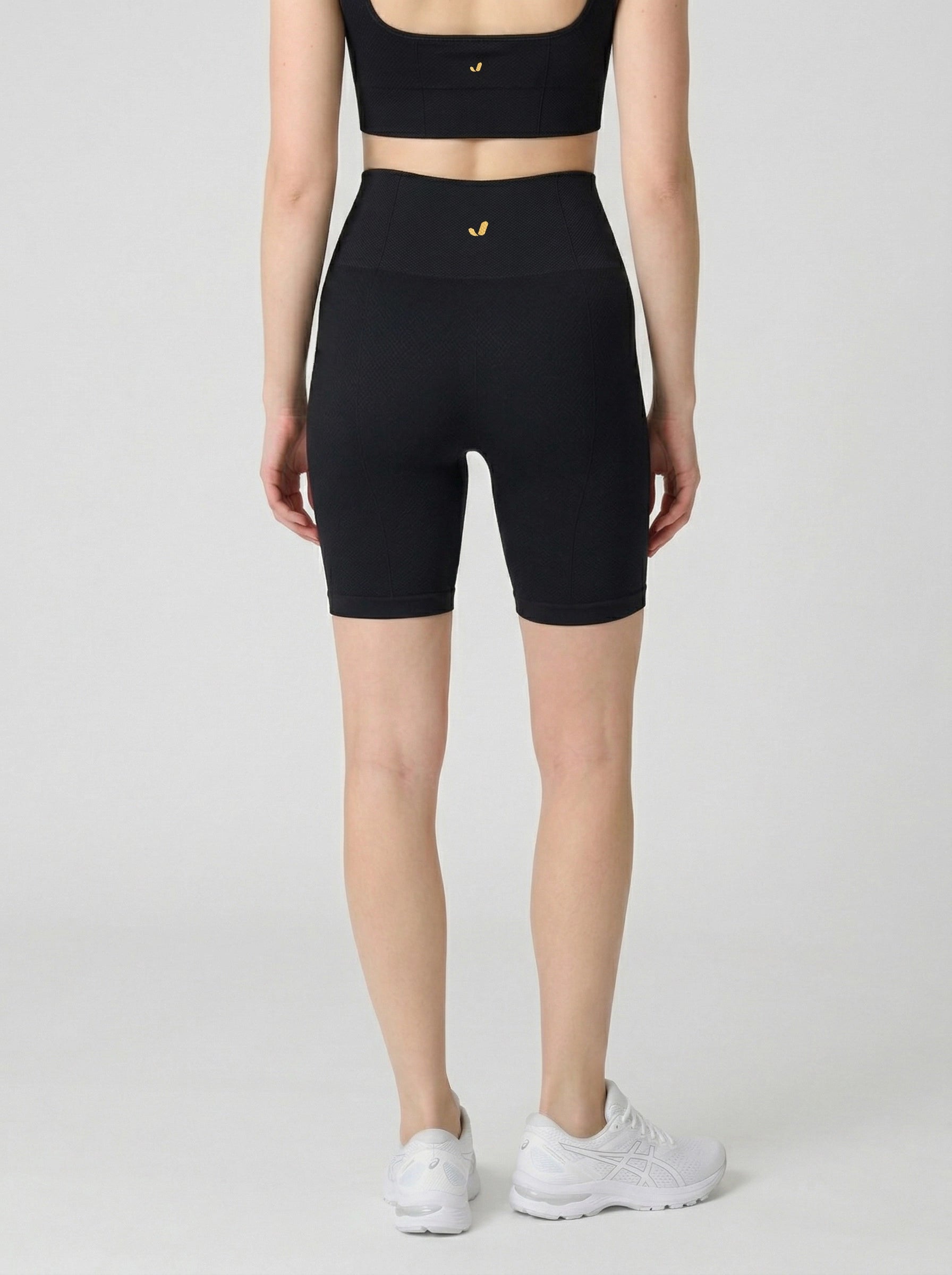 Holly Honeycomb Patterned High Waist Biker Leggings Black