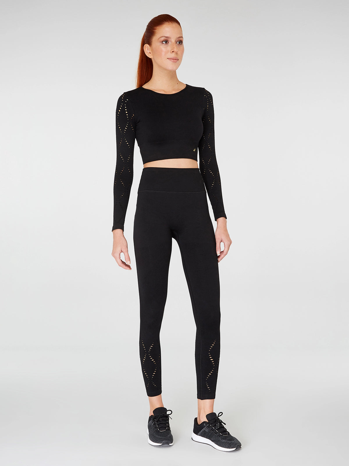 Naples Uzun Kol Crop Top Econyl Siyah