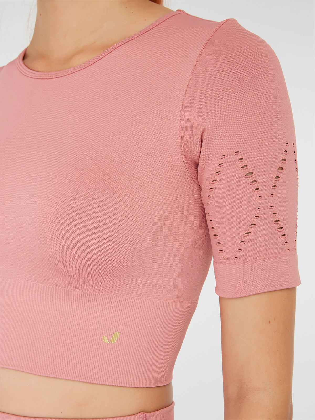 Naples Kısa Kol Crop Top Econyl Pembe