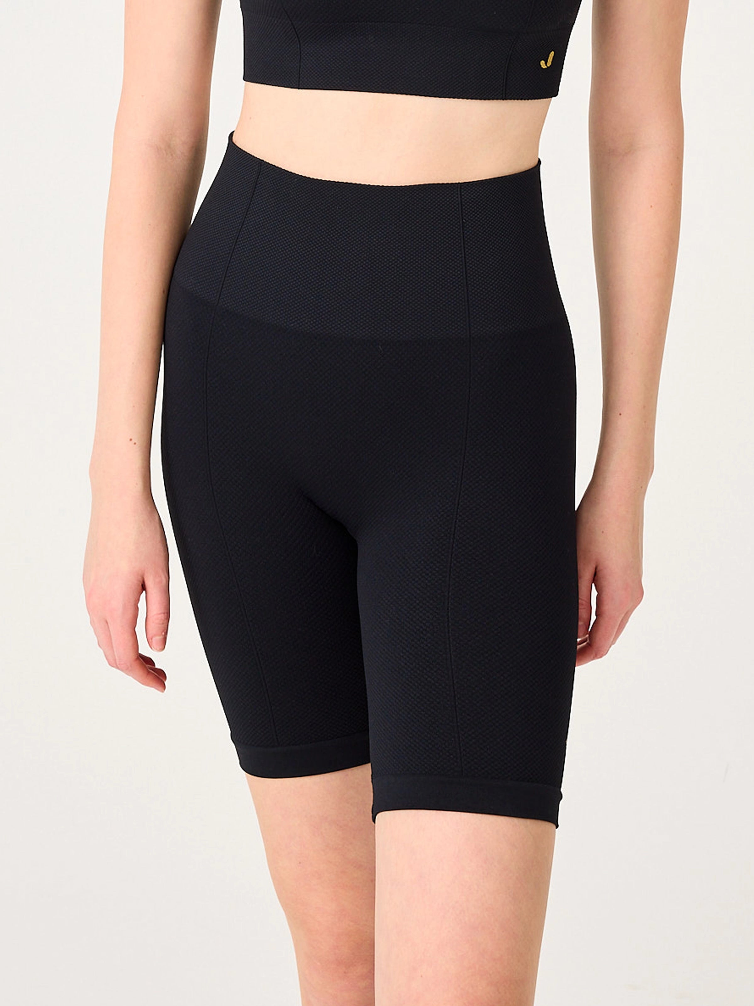 Holly Petek Desenli Yüksek Bel Biker Tayt Siyah