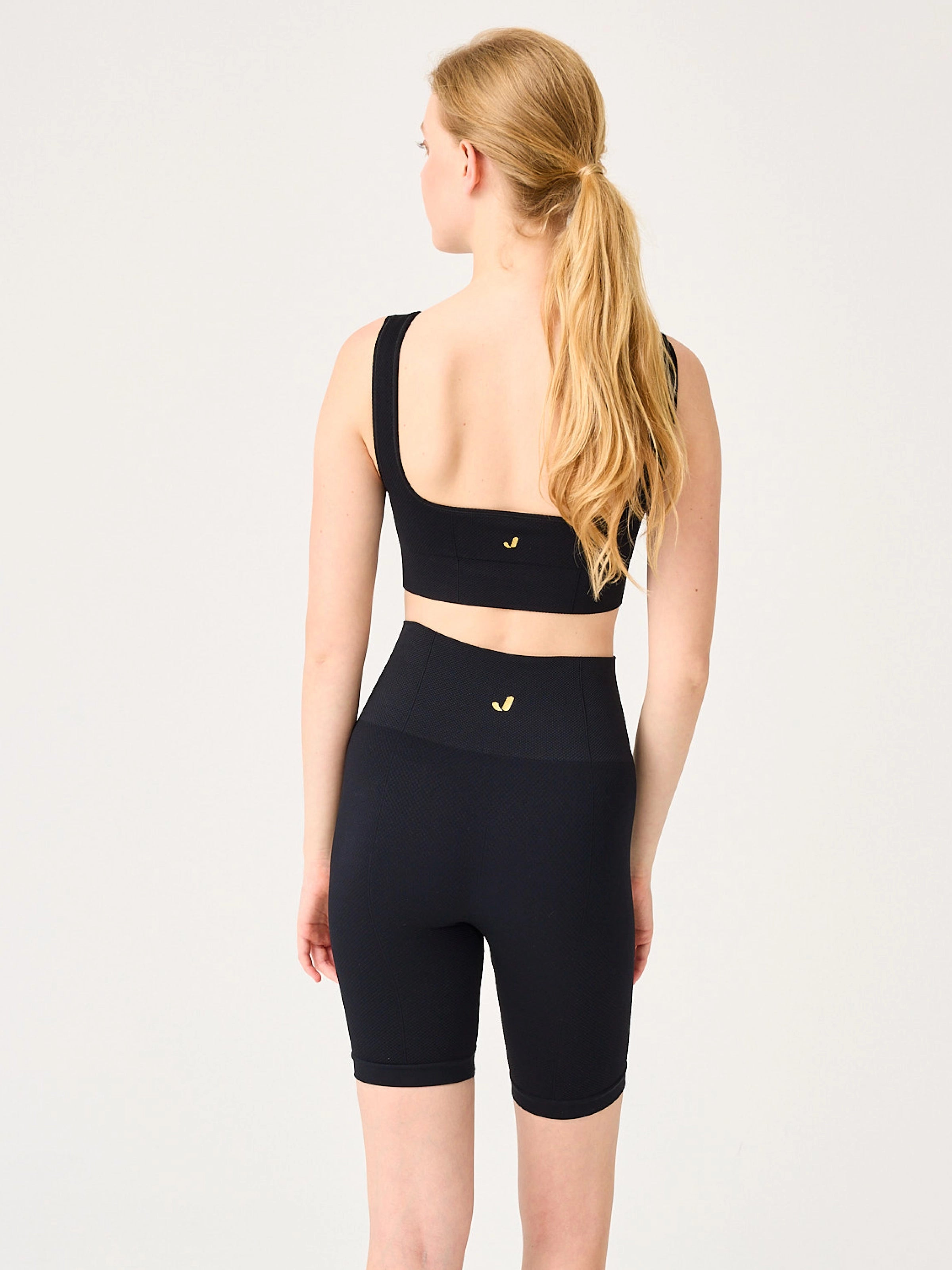 Holly Petek Desenli Yüksek Bel Biker Tayt Siyah