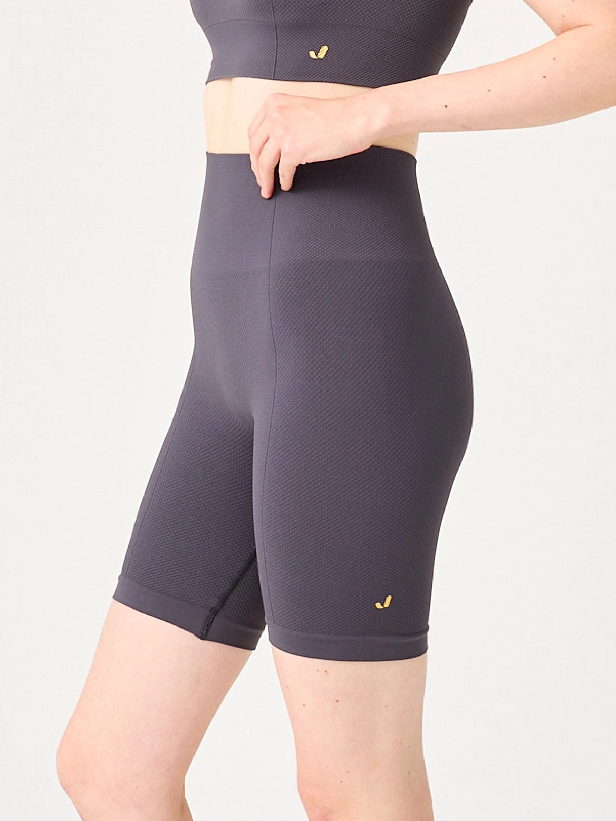 Holly Petek Desenli Yüksek Bel Biker Tayt Antrasit