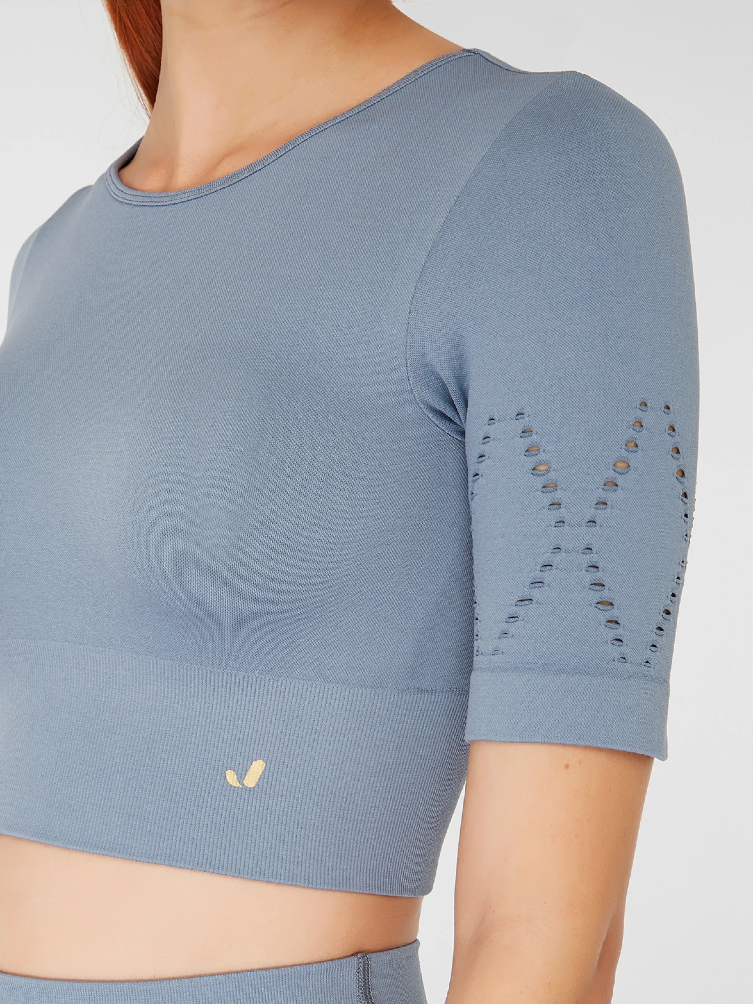 Naples Kısa Kol Crop Top Econyl Stone