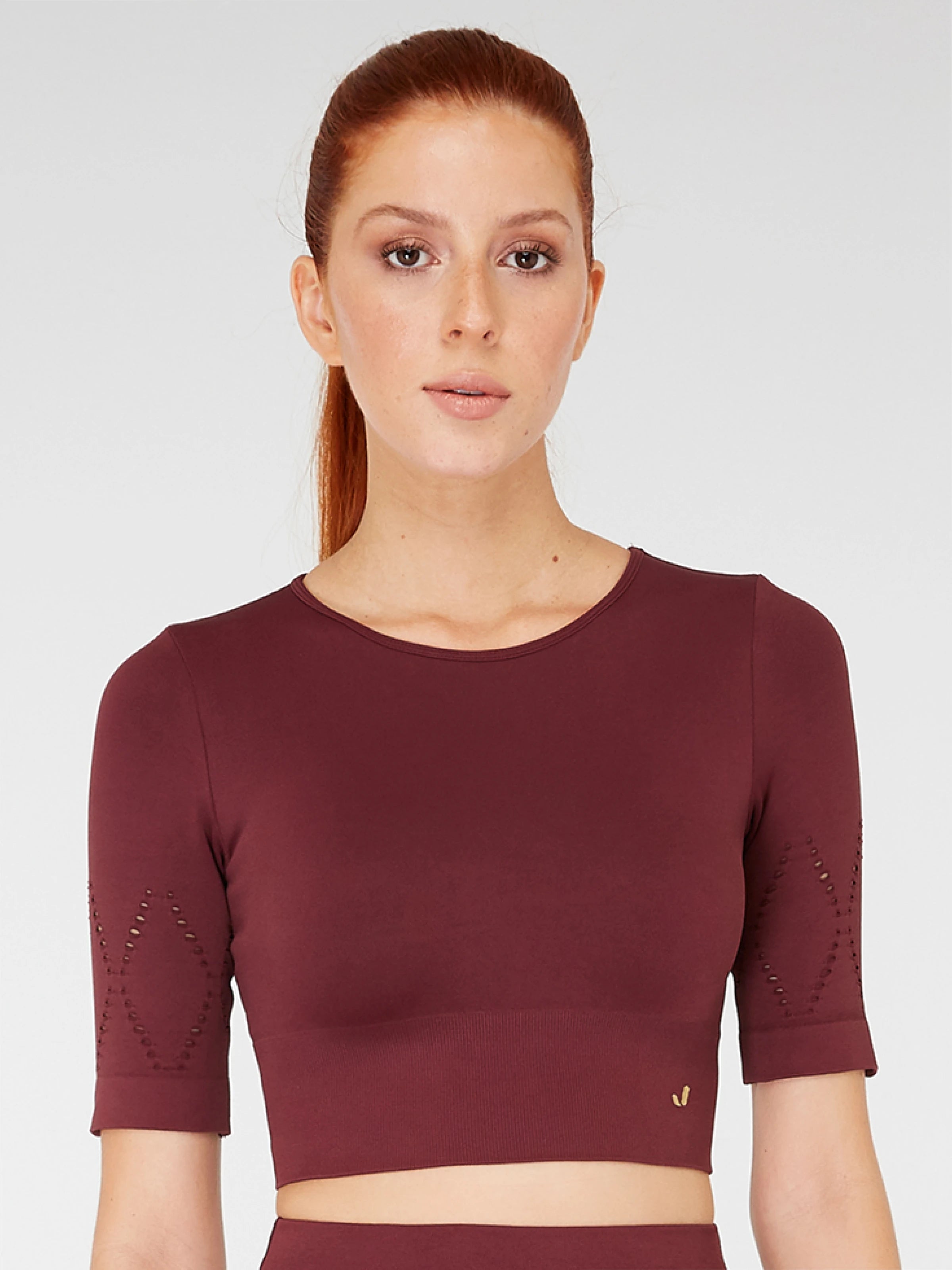 Naples Kısa Kol Crop Top Econyl Bordo