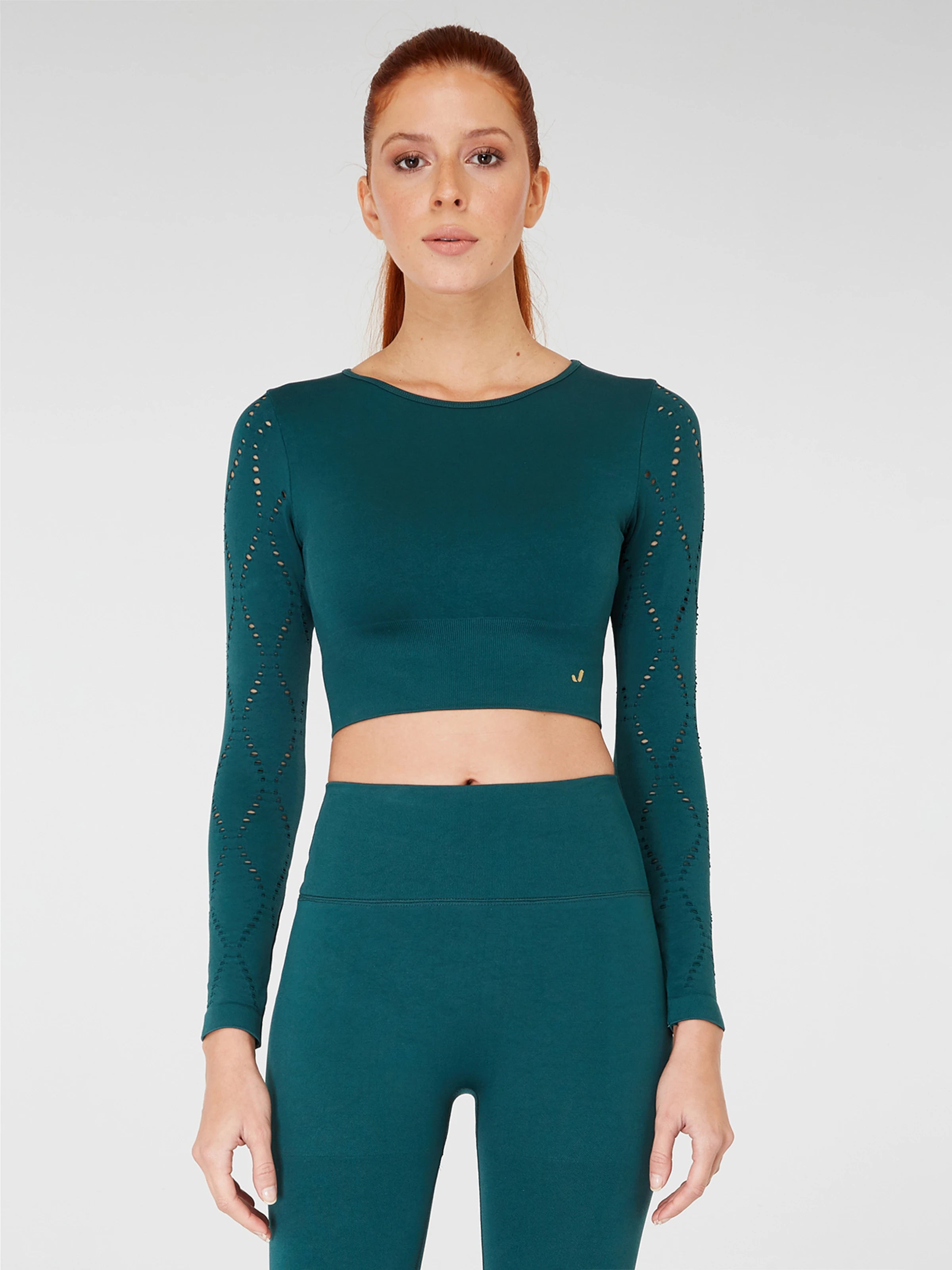 Naples Uzun Kol Crop Top Econyl Yeşil