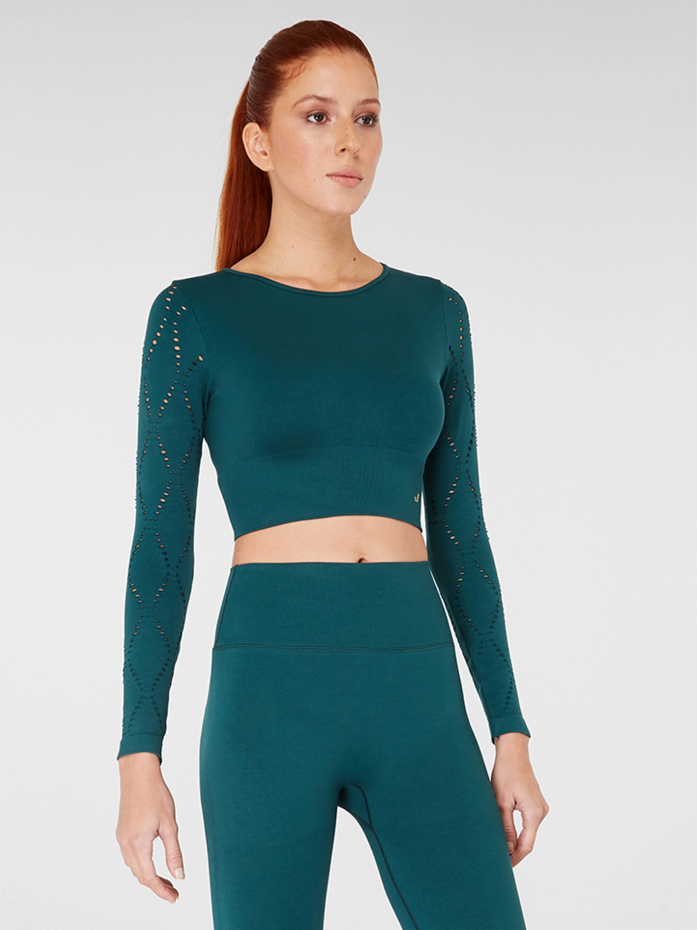 Naples Uzun Kol Crop Top Econyl Yeşil