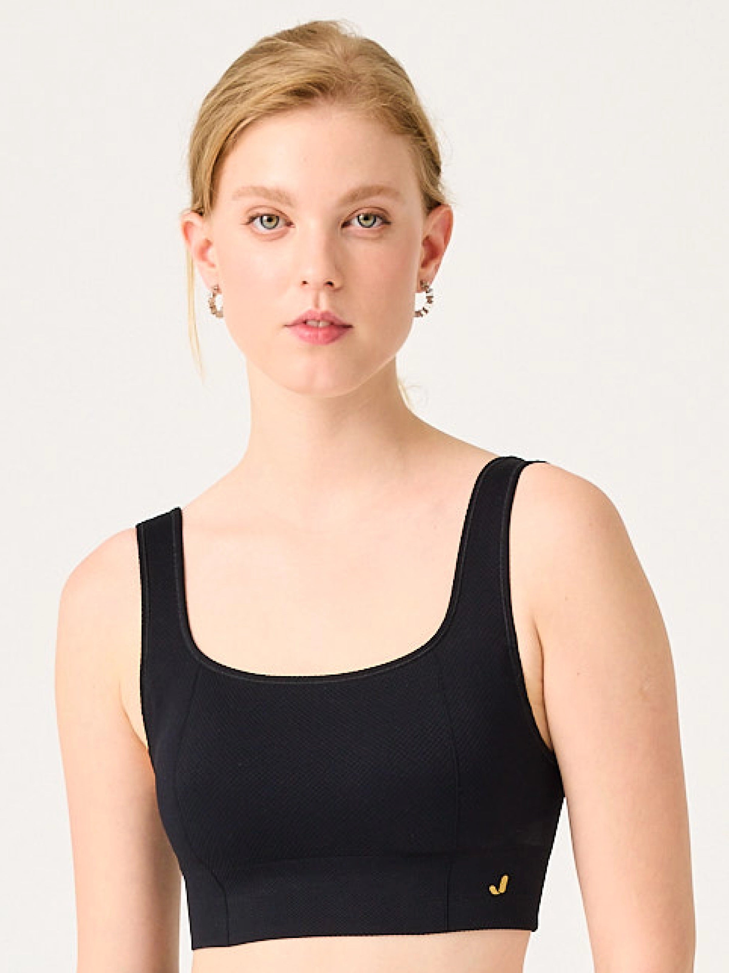 Holly Petek Desenli Kaplı Bra Siyah