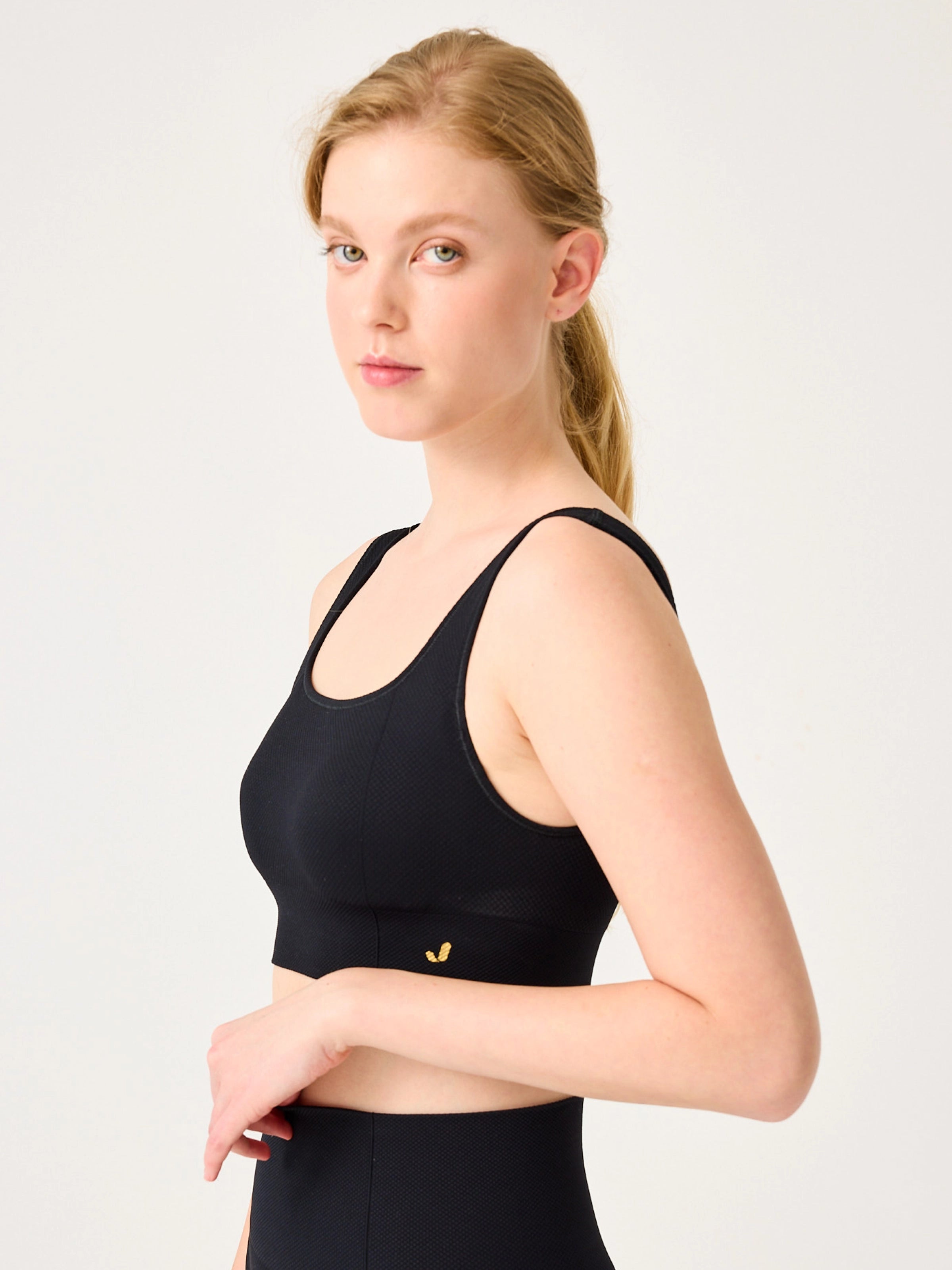 Holly Petek Desenli Kaplı Bra Siyah