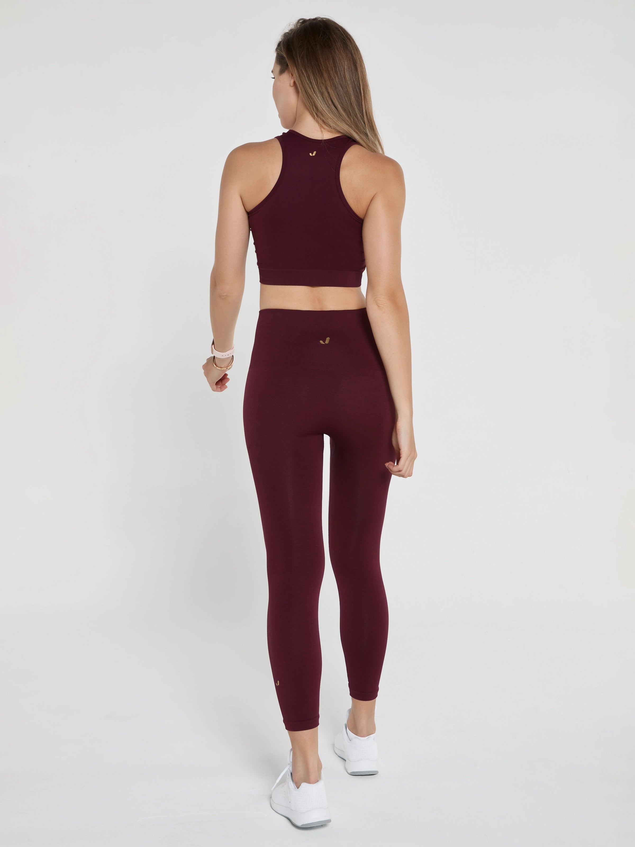 Palmi Melanj Desenli Yüksek Bel Tayt Bordo