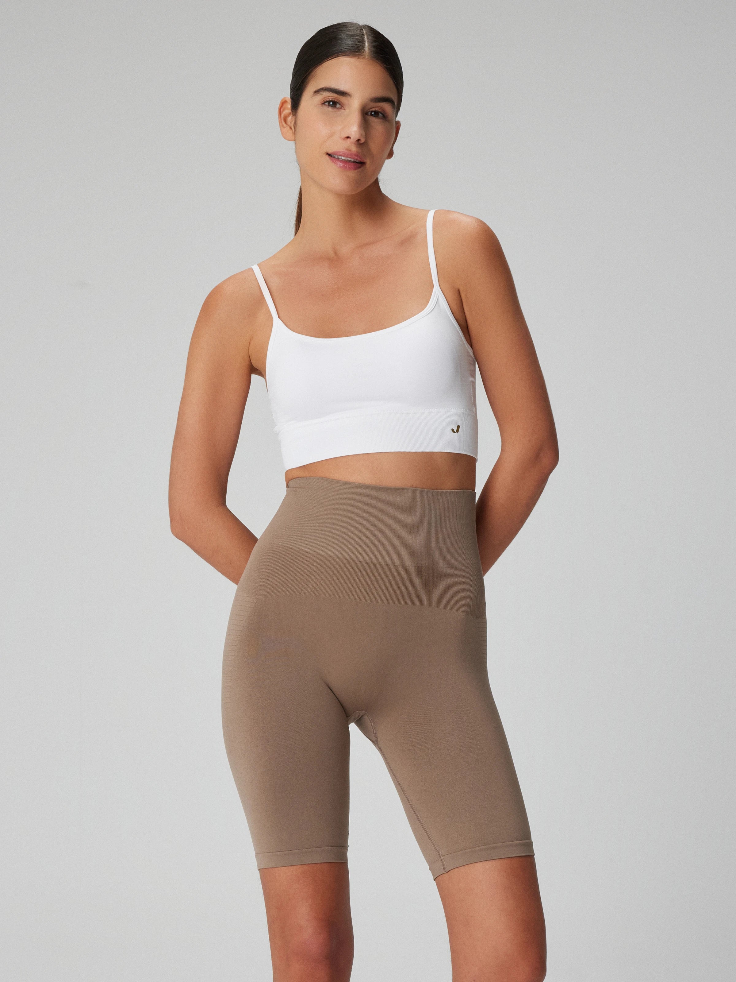 Vella Yüksek Bel Konfor Biker Tayt Kahverengi