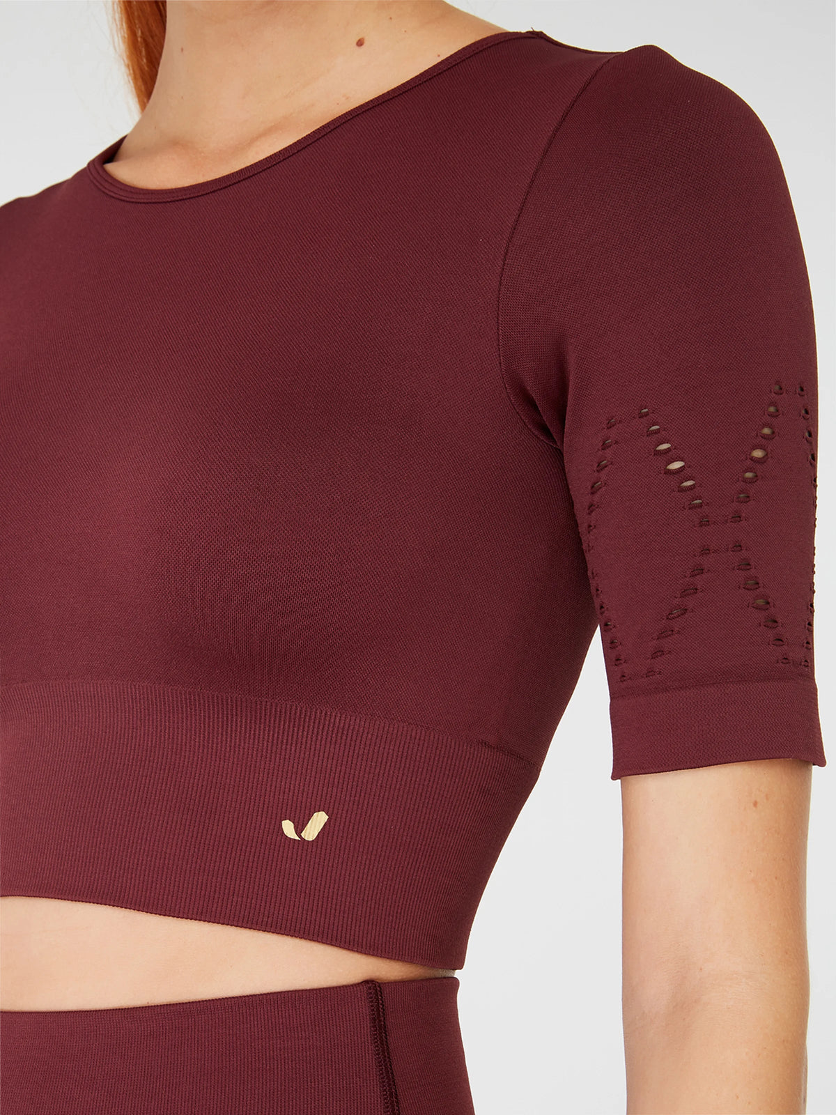 Naples Kısa Kol Crop Top Econyl Bordo