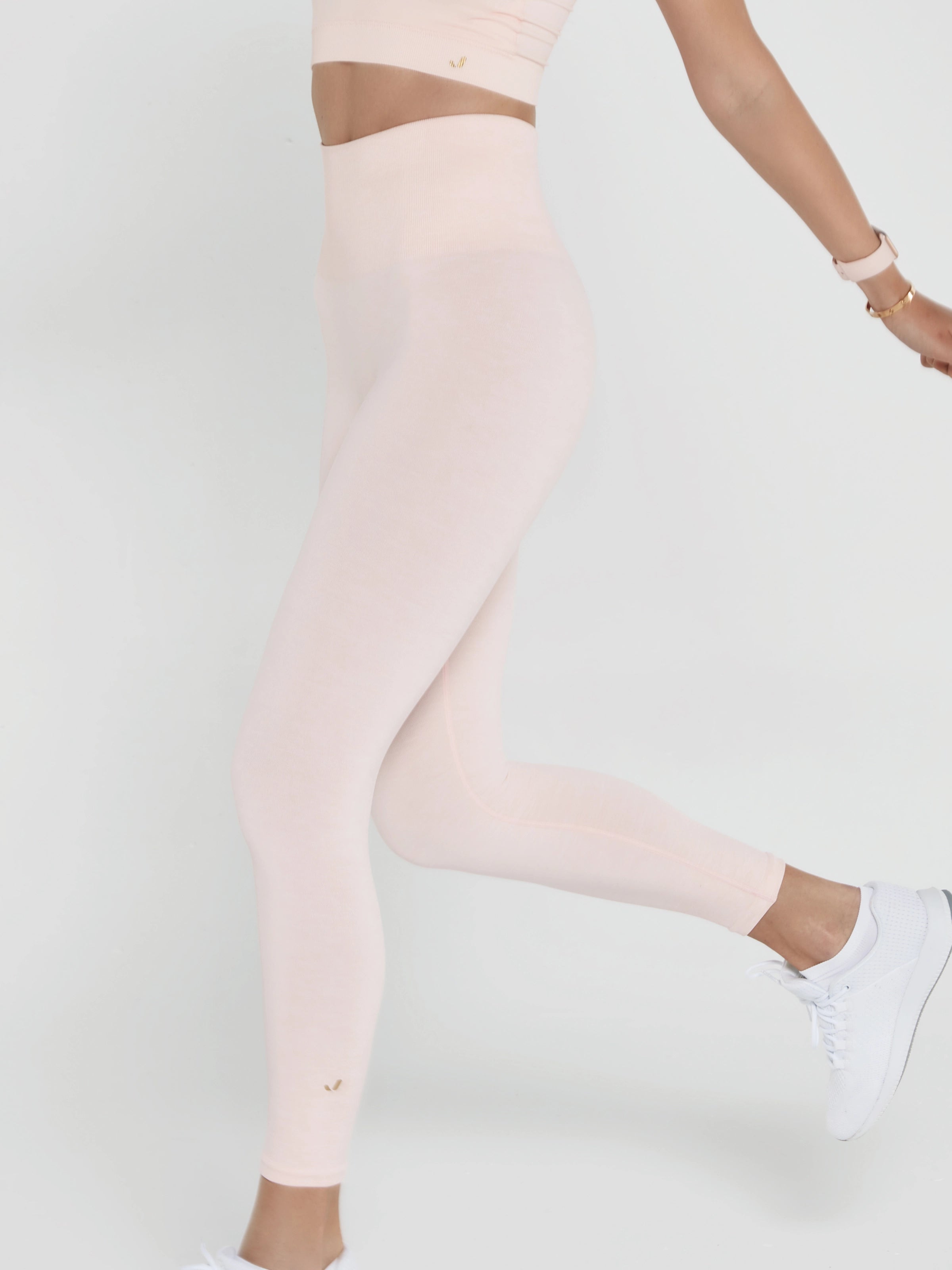 Palmi Melanj Desenli Yüksek Bel Tayt Açık Pembe