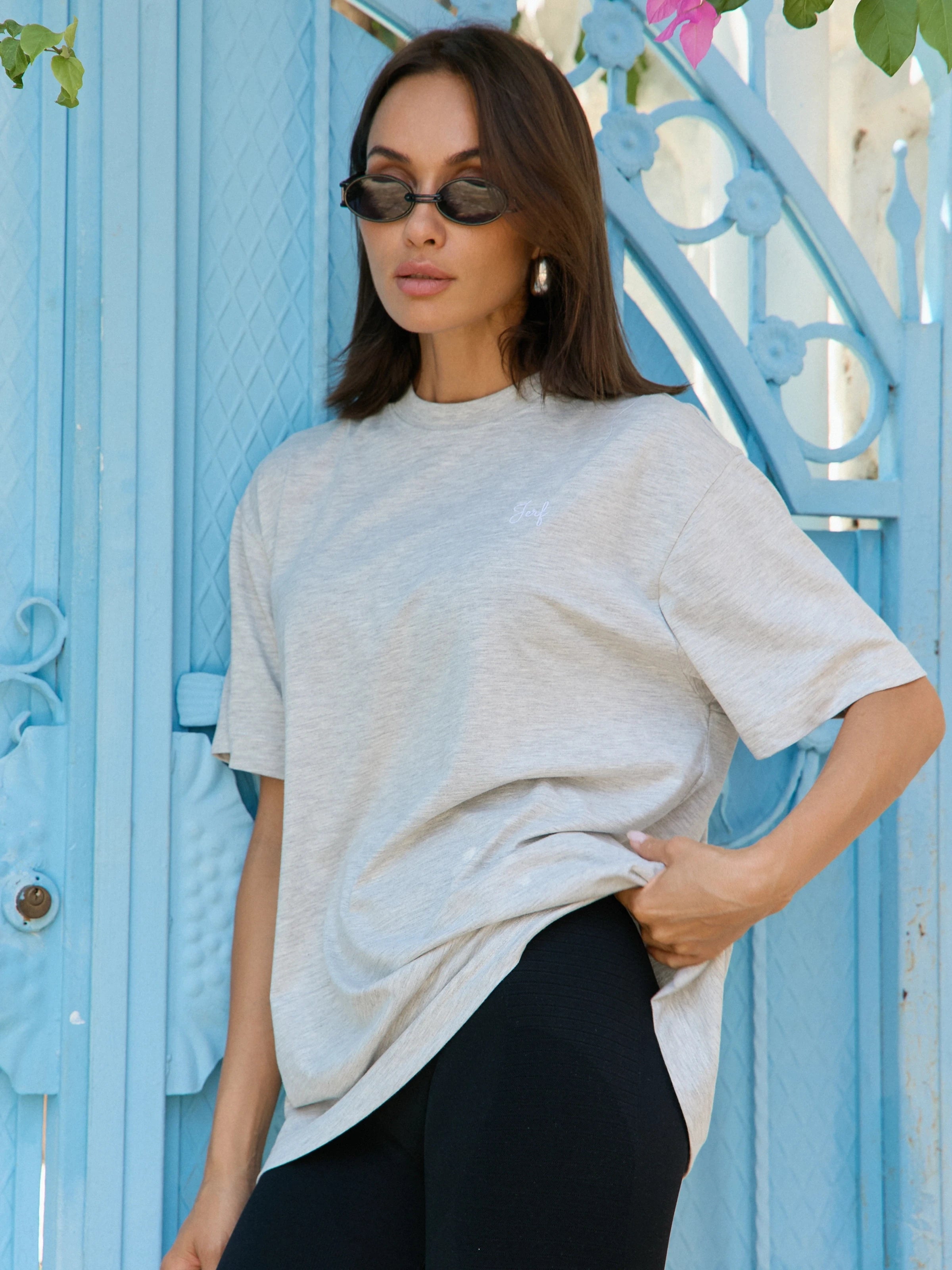 Aura Oversize T-Shirt Gri Melanj