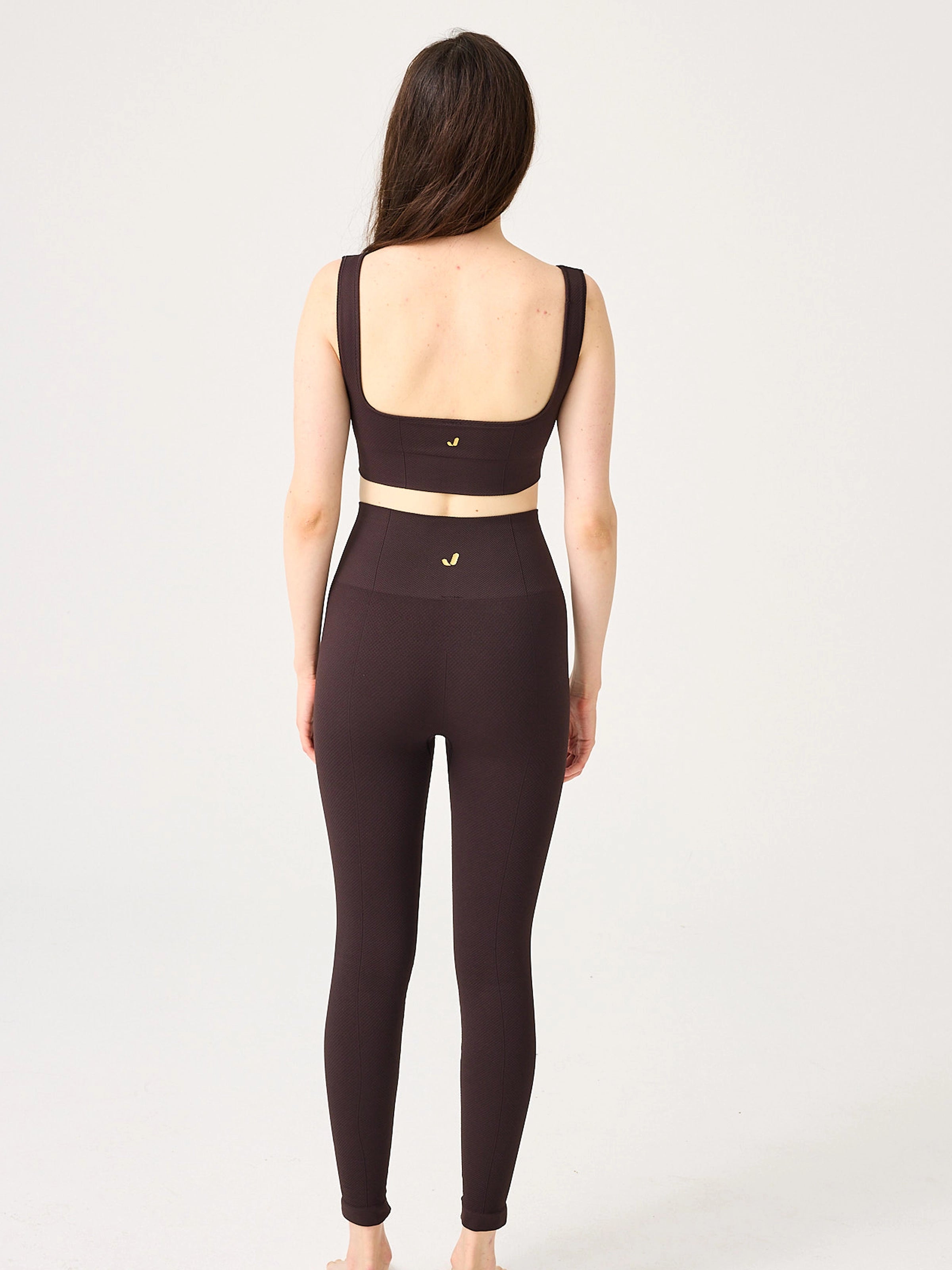 Holly Petek Desenli Yüksek Bel Tayt Acı Kahve