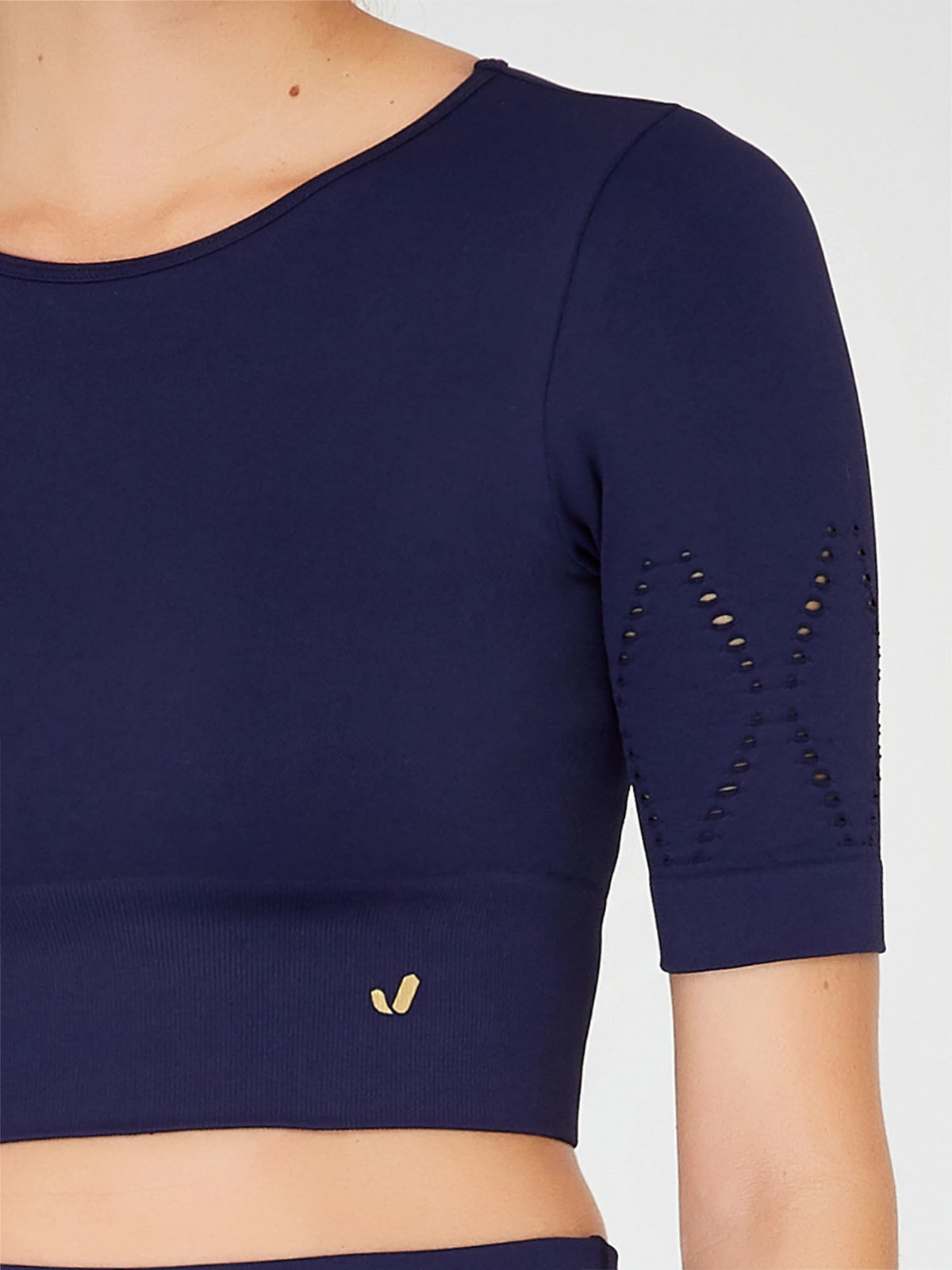 Naples Kısa Kol Crop Top Econyl Lacivert