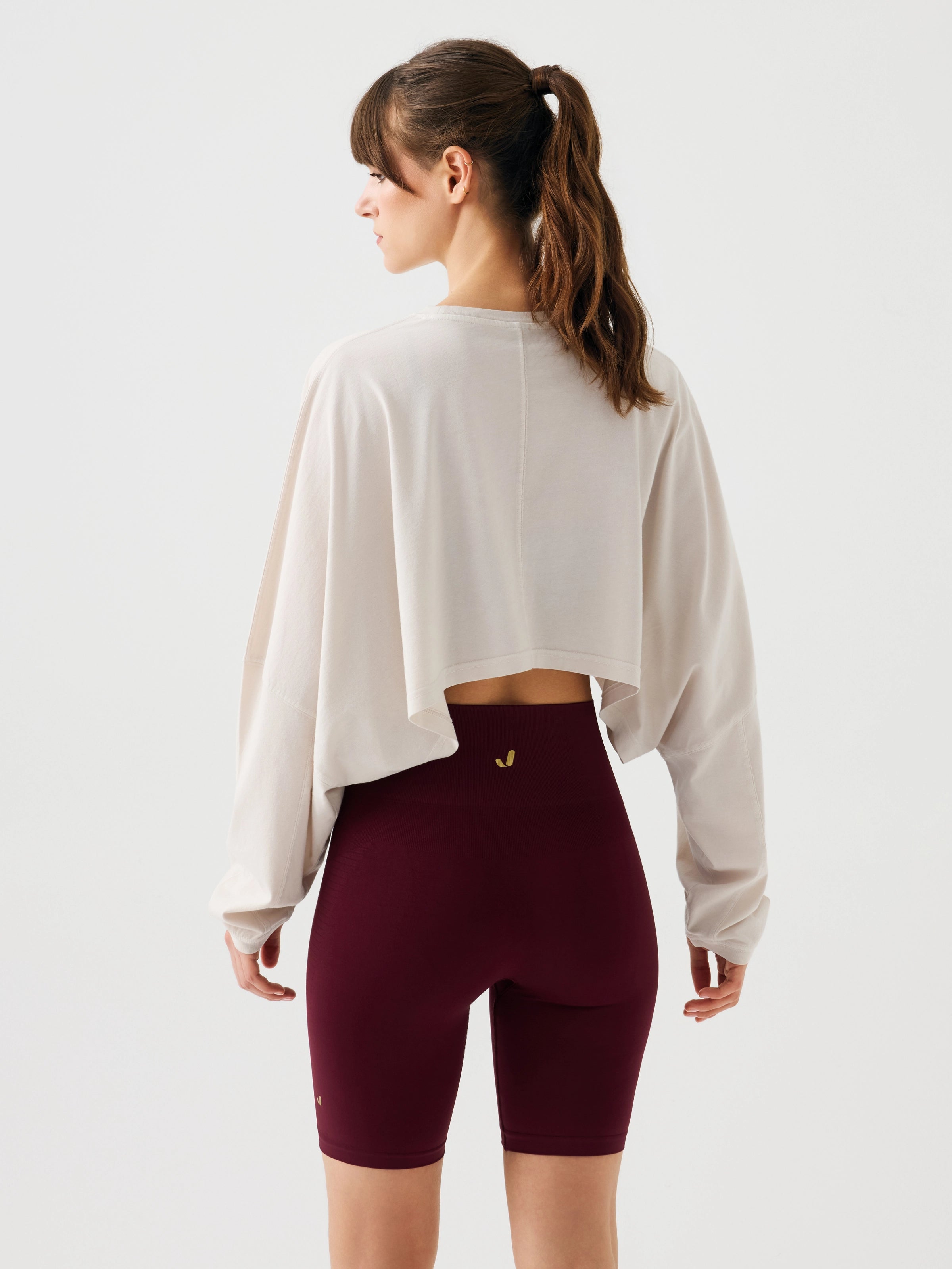 Aura Crop Long Sleeve T-Shirt Ekru