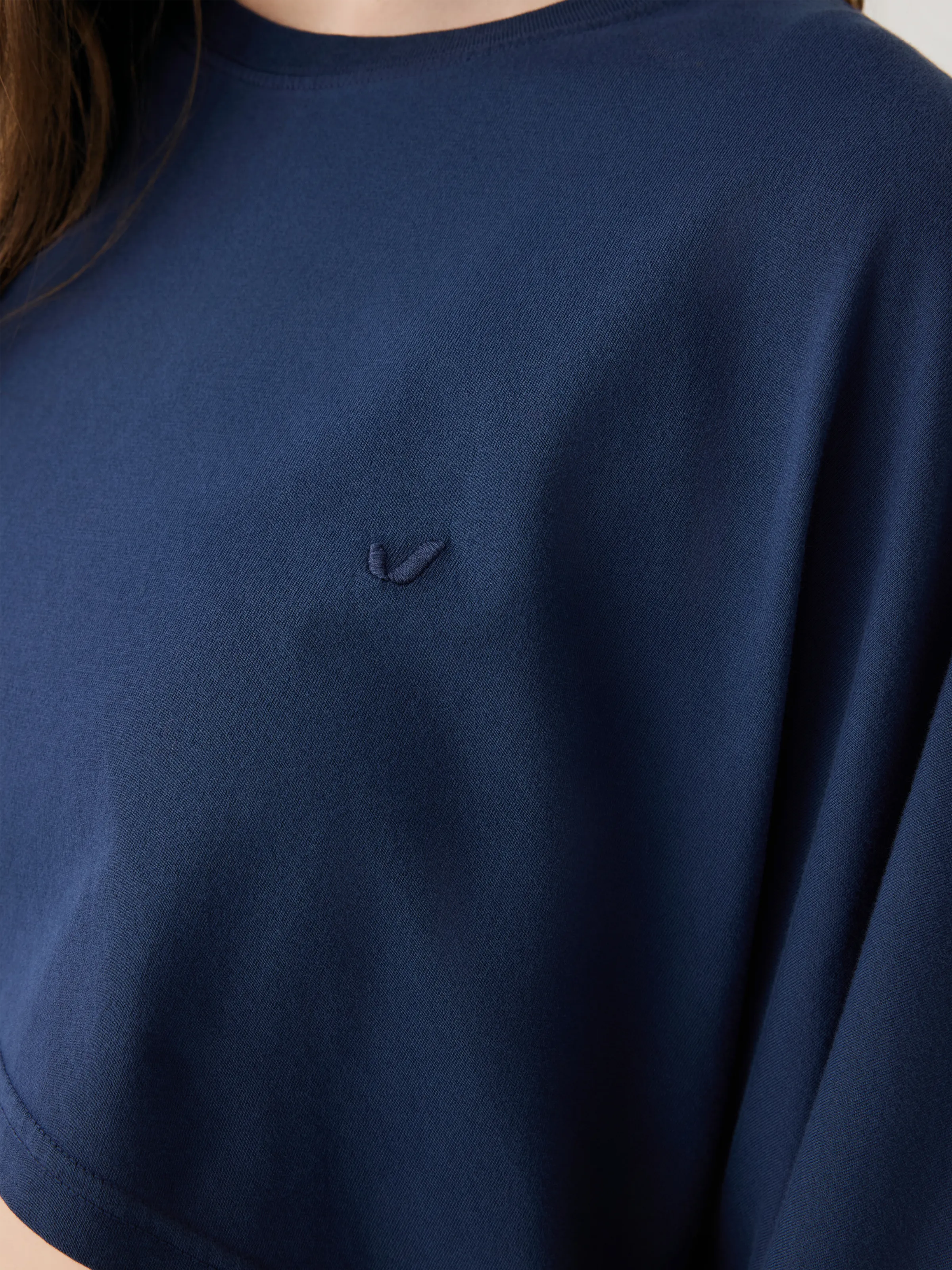 Aura Crop Long Sleeve T-Shirt Mavi