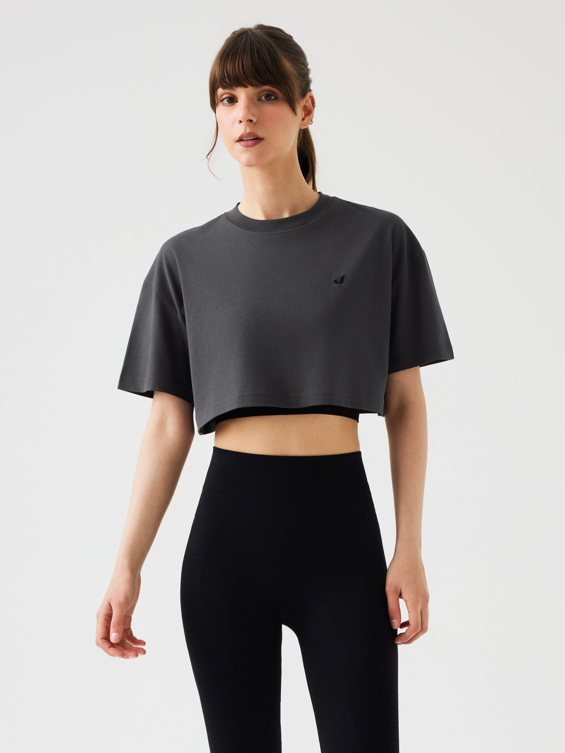 Aura Crop T-Shirt Antrasit