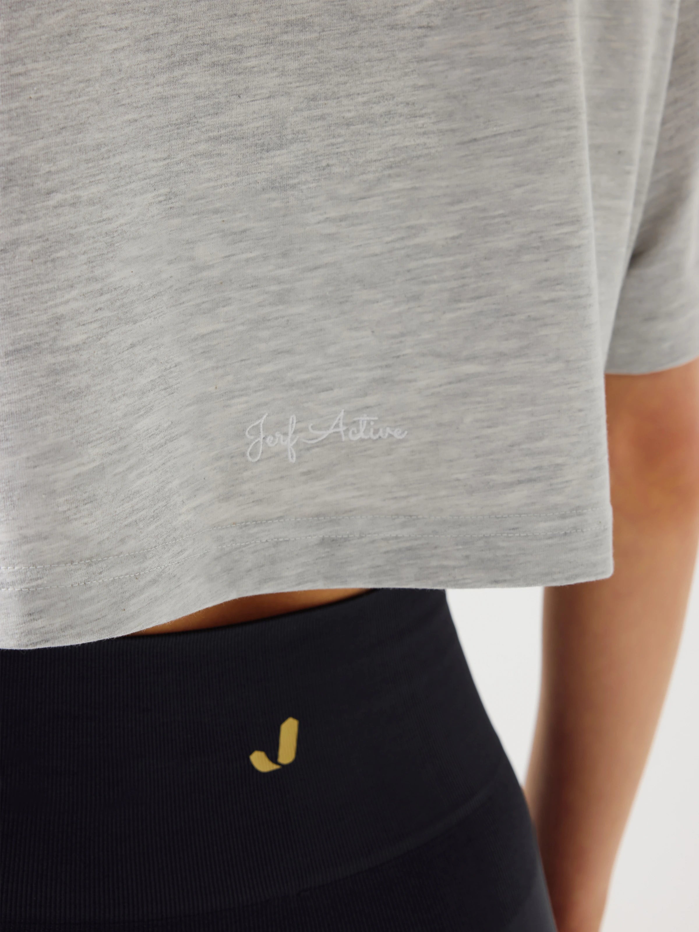 Aura Crop T-Shirt Gri Melanj