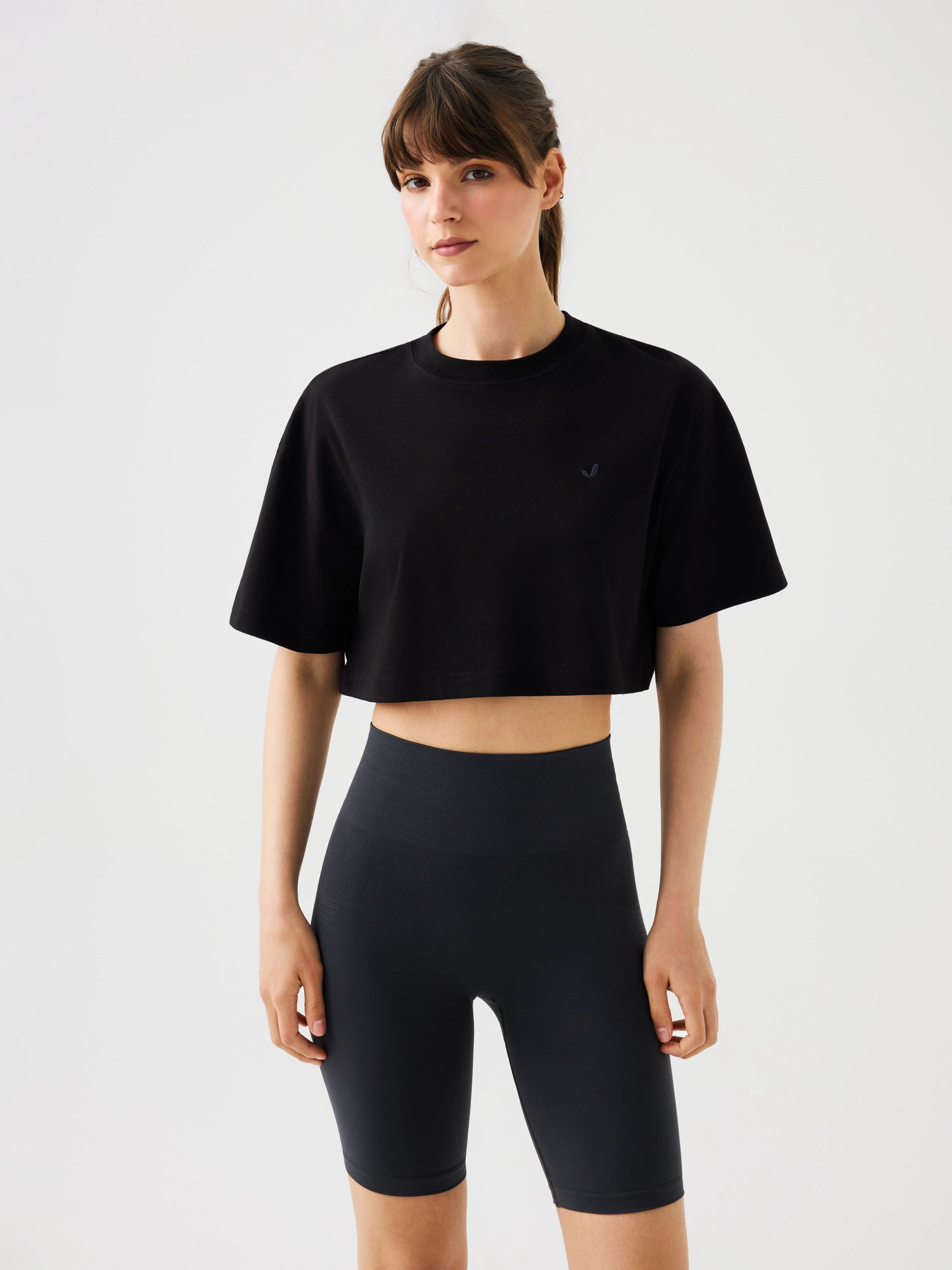 Aura Crop T-Shirt Siyah