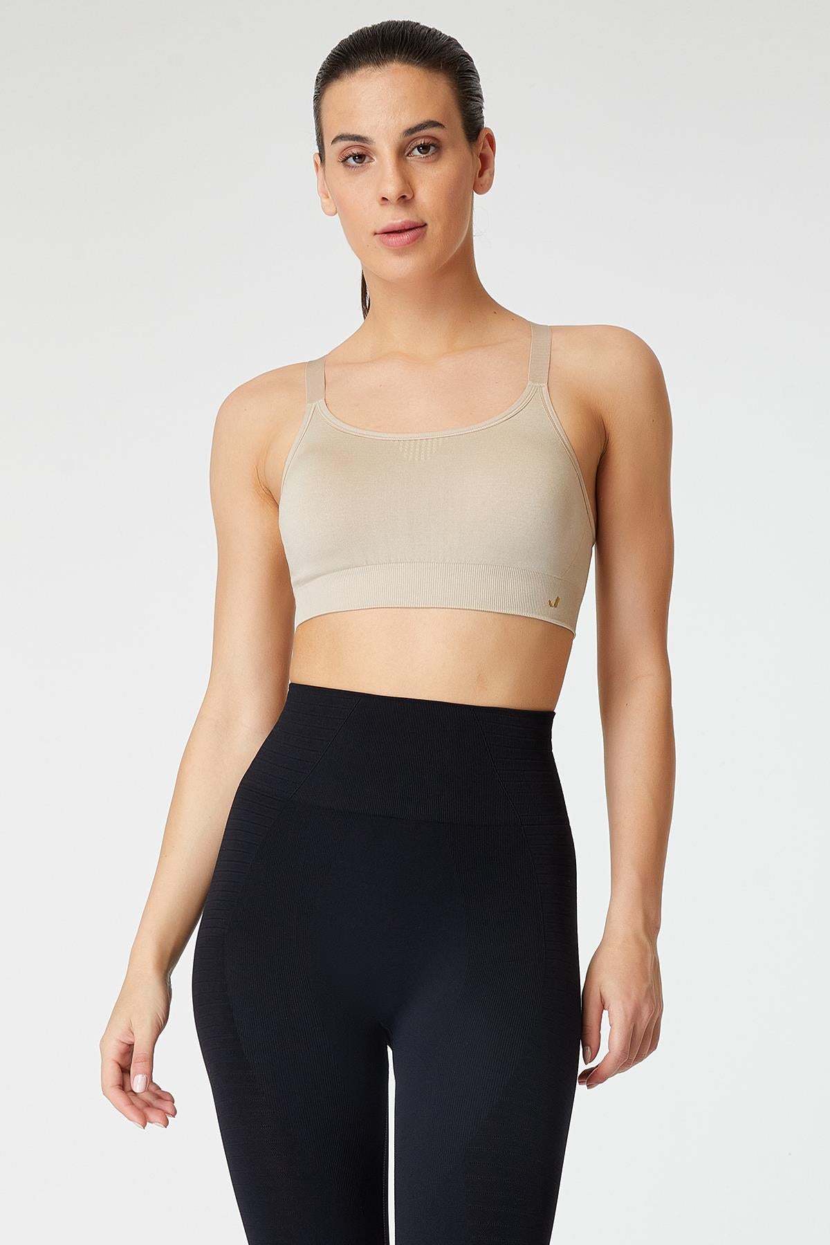 Bauru Slimming, Cross Back Strap Covered Bustier Beige