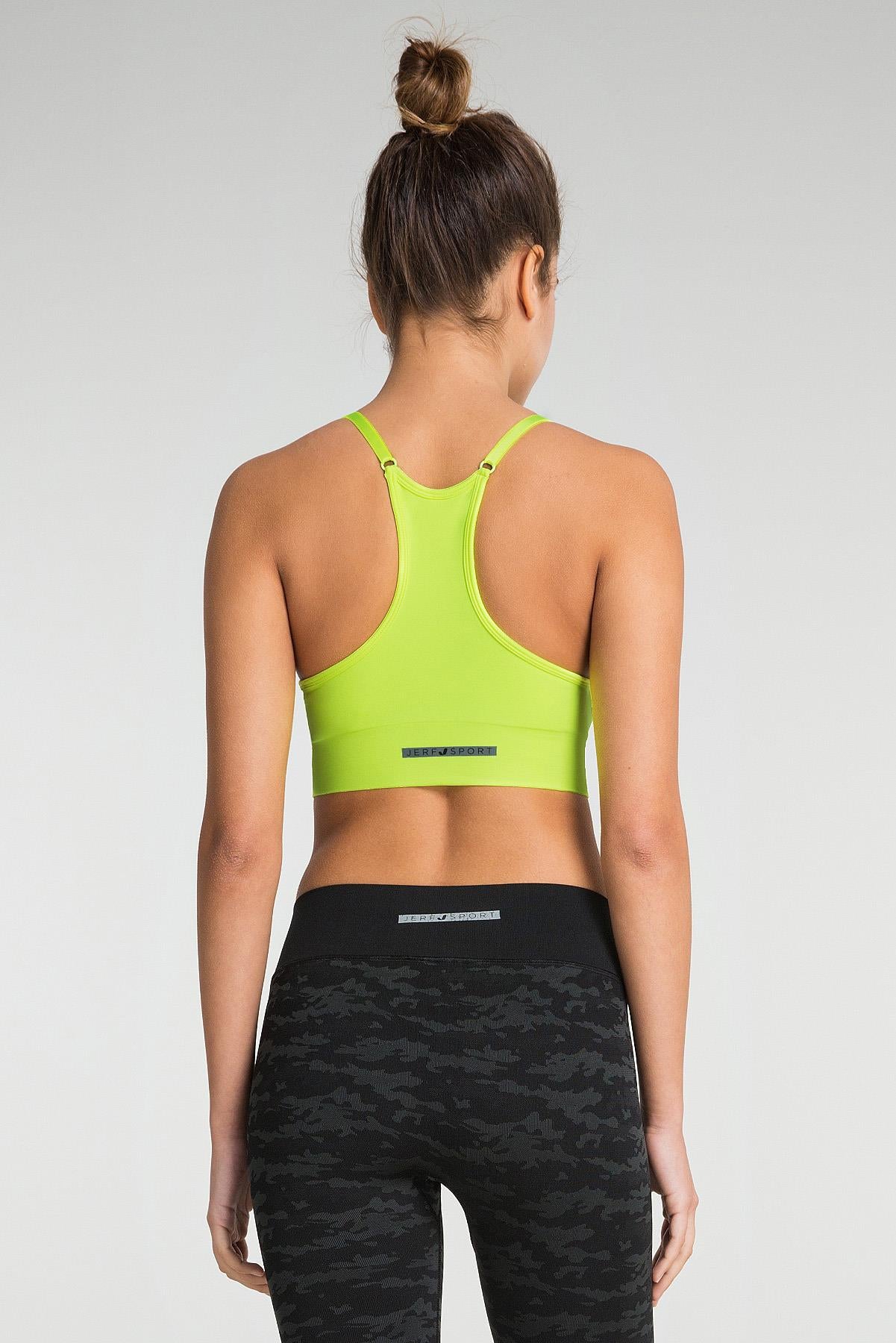 Bluff Adjustable Strap Covered Sports Bra Neon Yellow