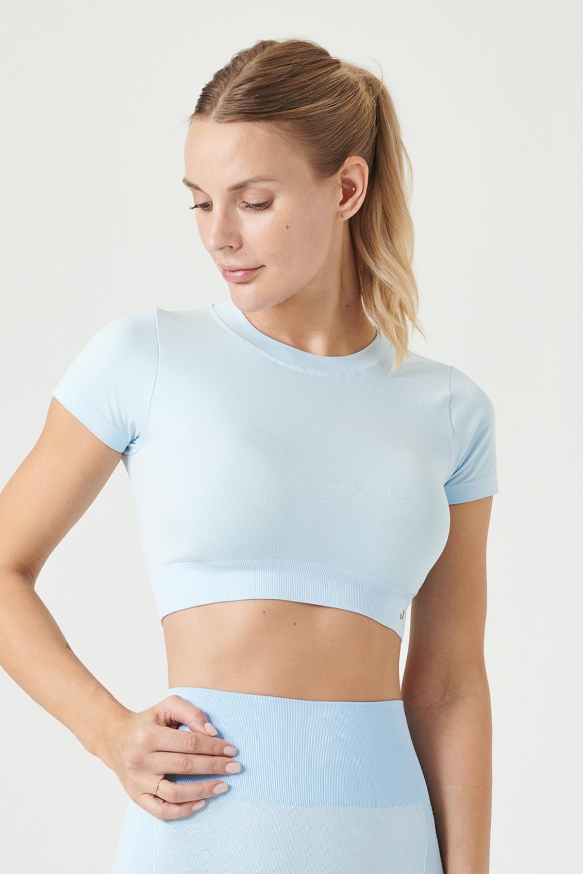 Captiva Yumuşak Dokulu & Esnek Crop Top Mavi