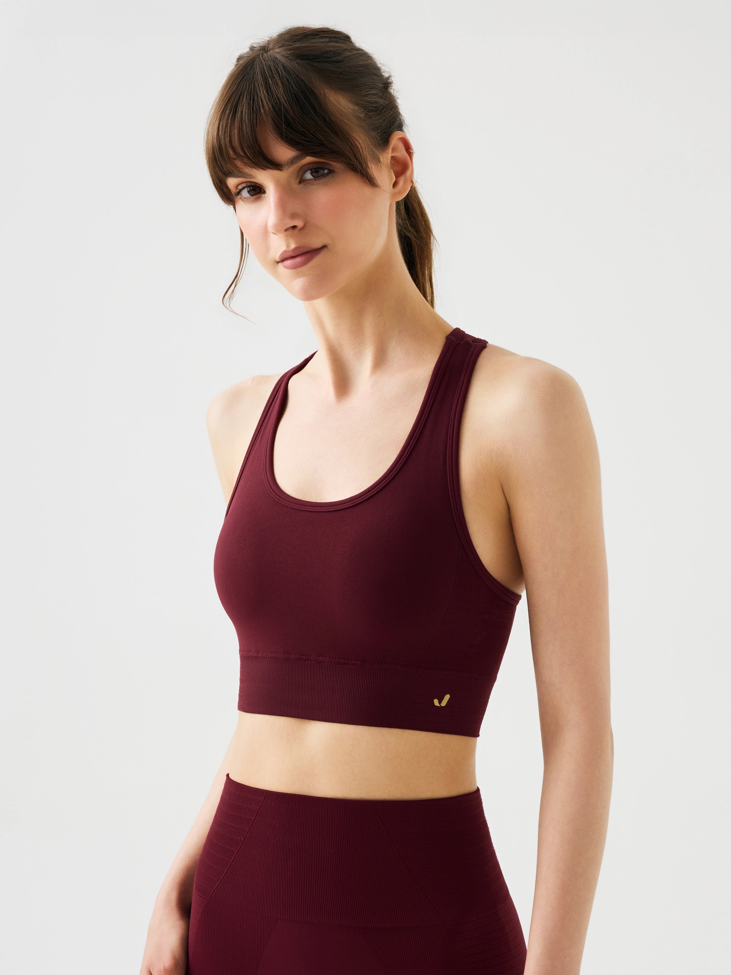 Gela Çift Katlı Kompress Sport Bra Bordo