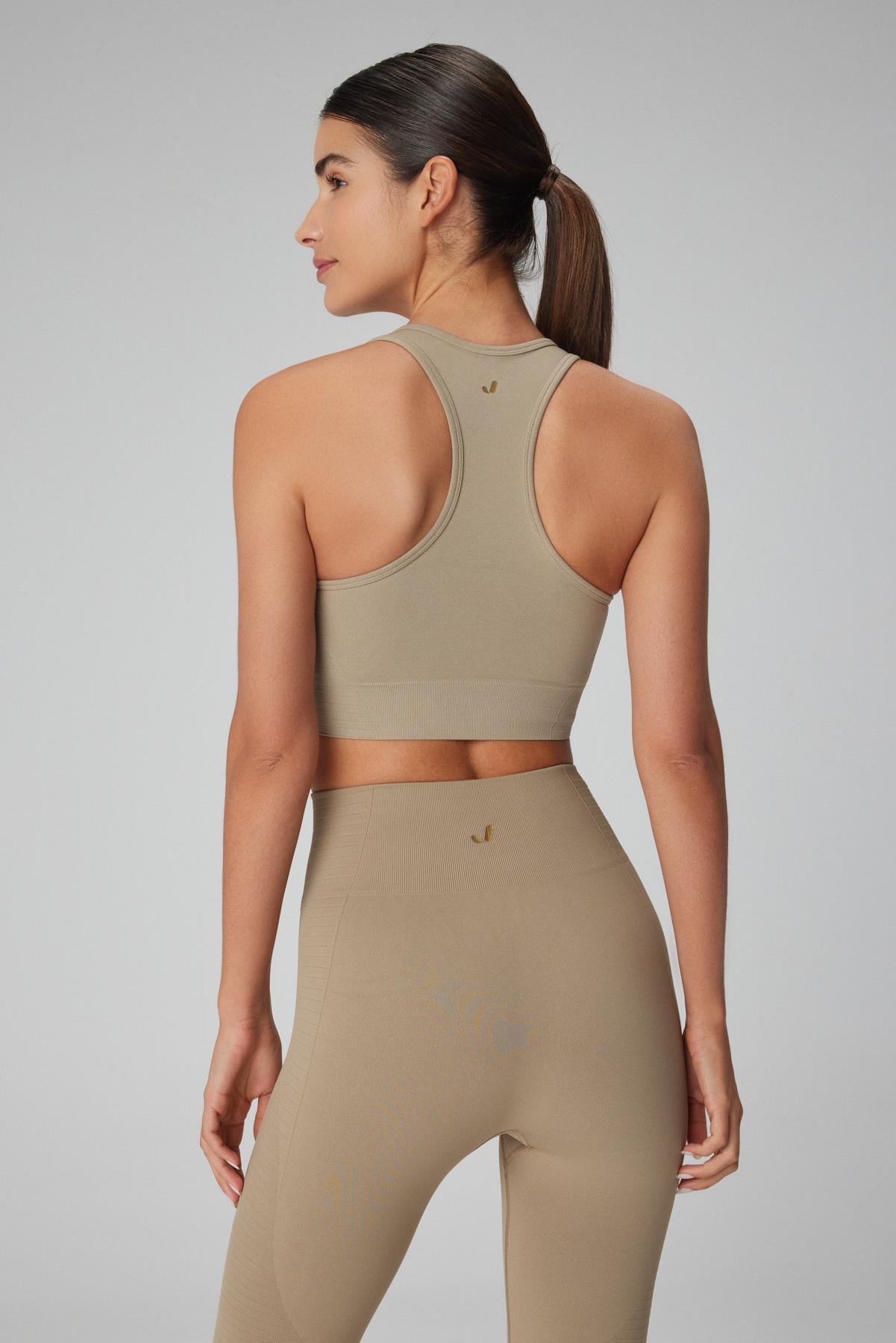 Gela Double Layer Compress Sports Bra Khaki
