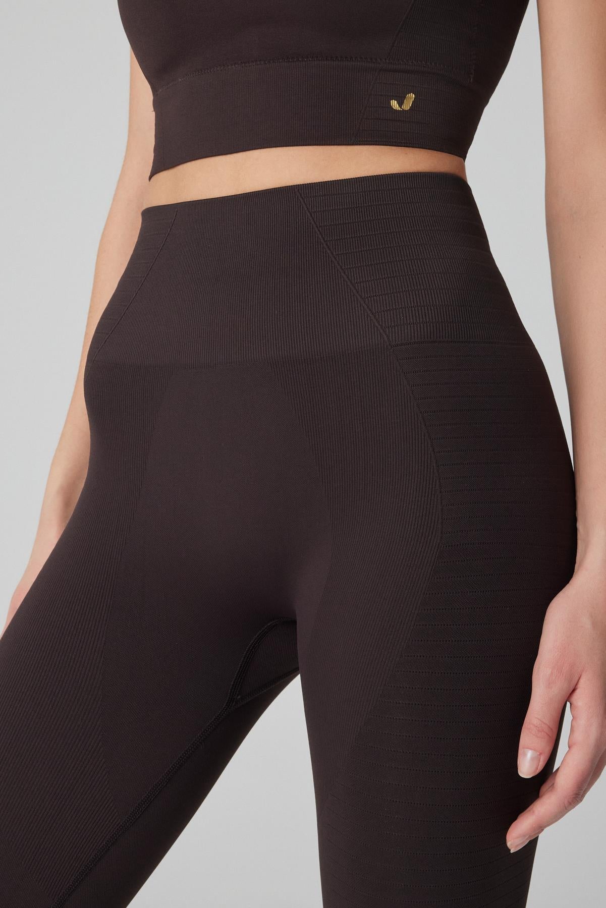 Gela High Waist, Flexible and Restorative Sports Leggings Bitter Brown