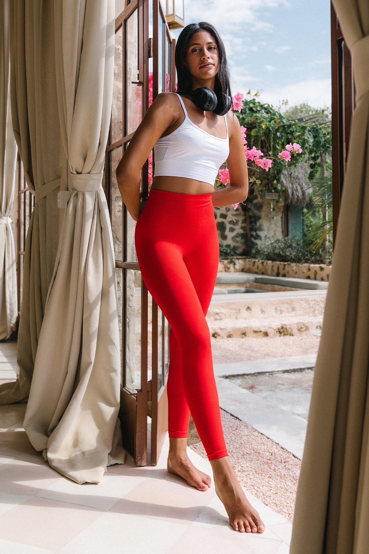 Gela High Waist, Flexible and Restorative Sports Leggings Red