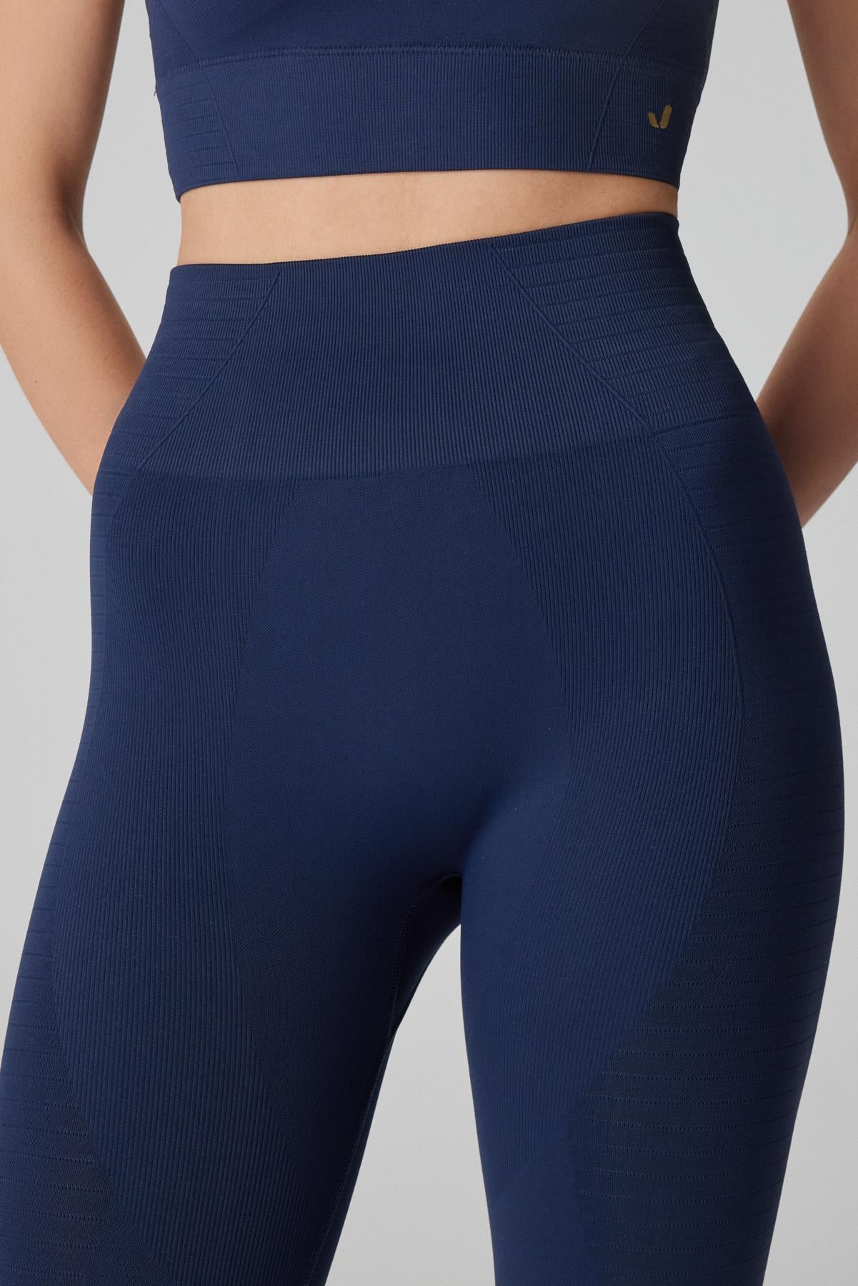 Gela Yüksek Bel, Esnek ve Toparlayıcı Spor Tayt Lacivert