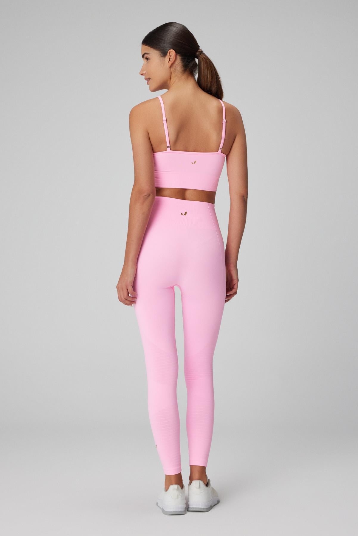 Gela Yüksek Bel, Esnek ve Toparlayıcı Spor Tayt Neon Pembe