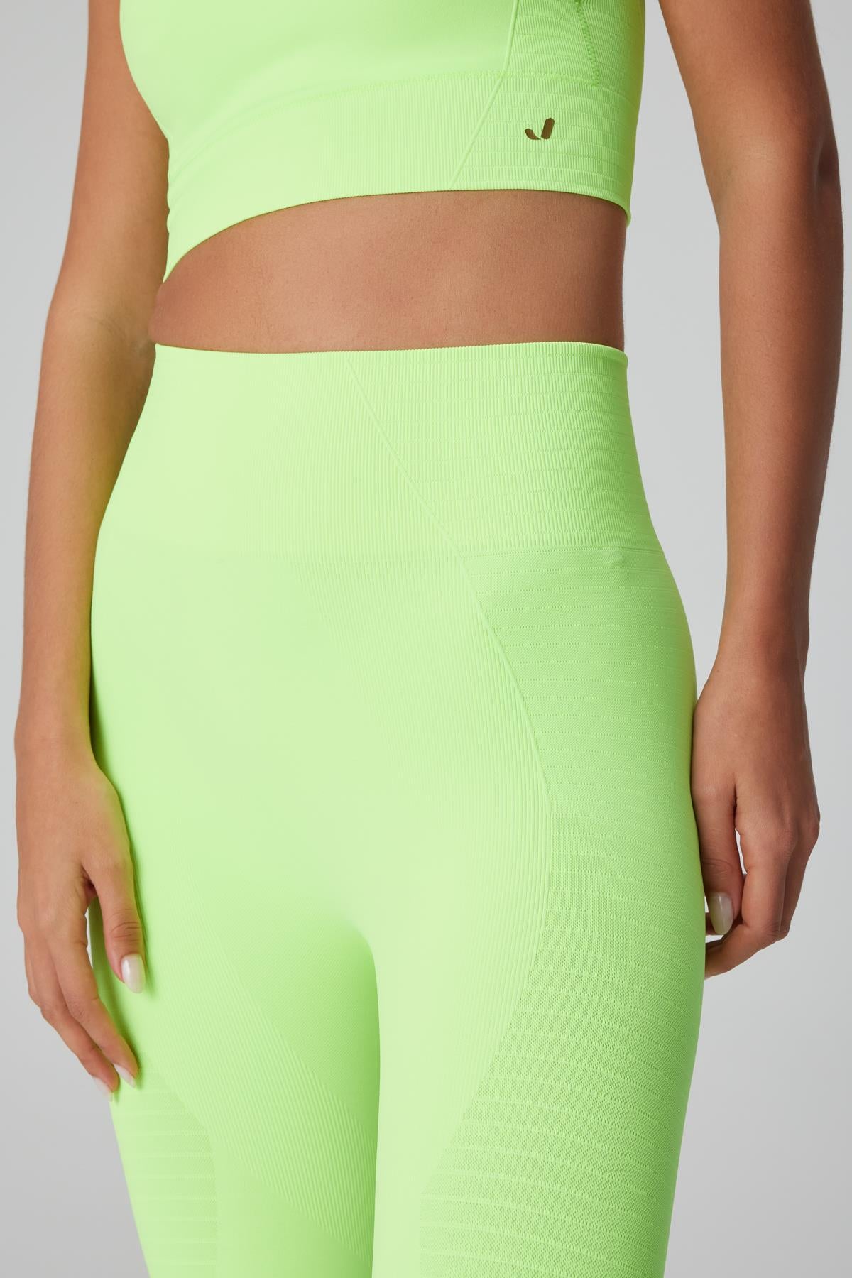 Gela Yüksek Bel, Esnek ve Toparlayıcı Spor Tayt Neon Yeşil
