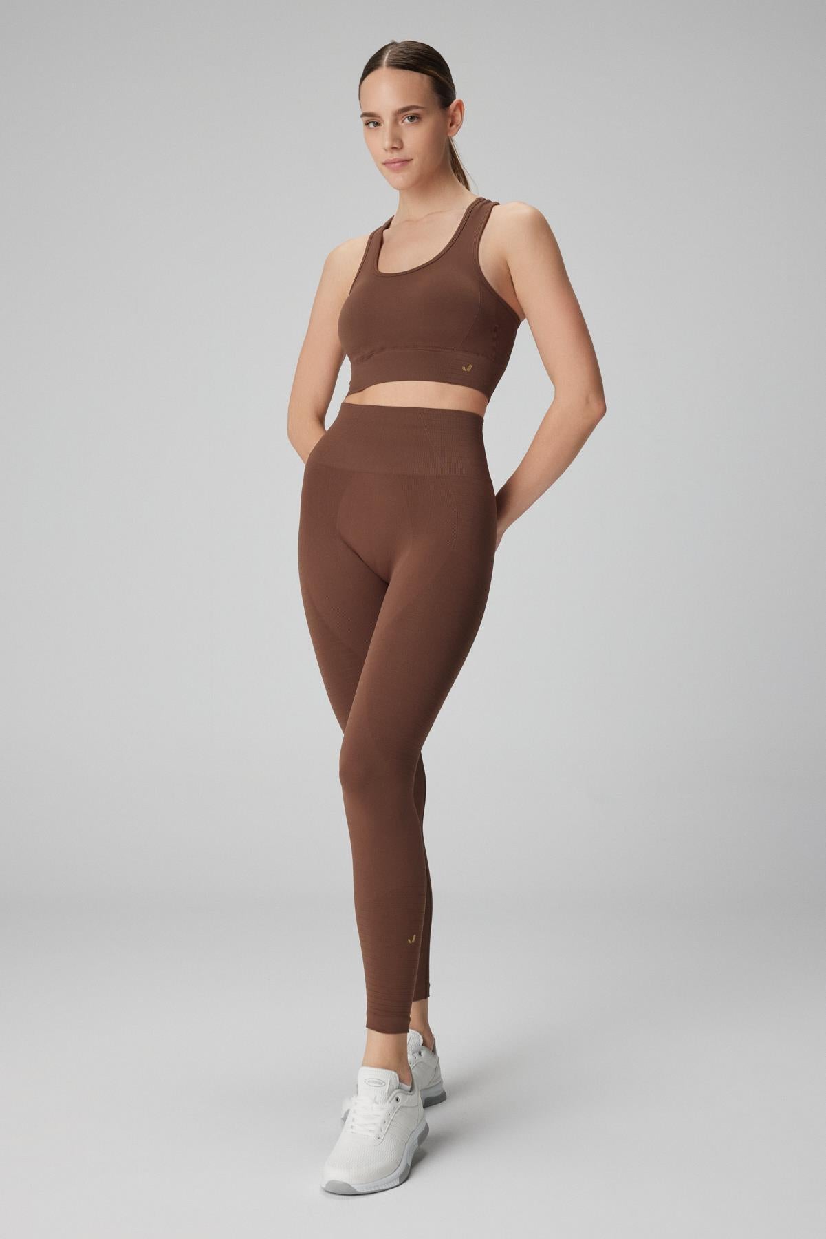 Gela Yüksek Bel, Esnek ve Toparlayıcı Spor Tayt Toprak