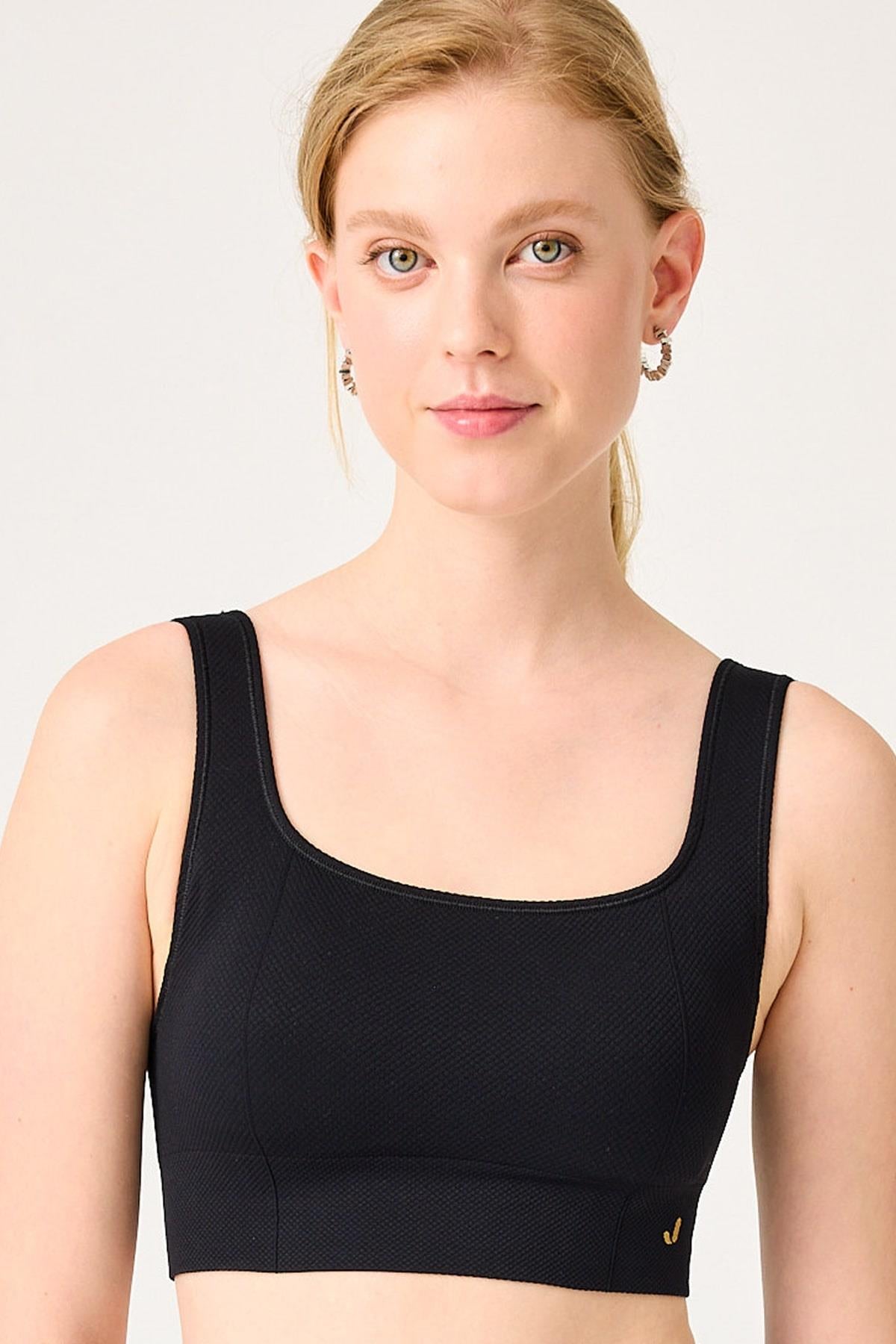Holly Honeycomb Patterned Cupped Bra Black