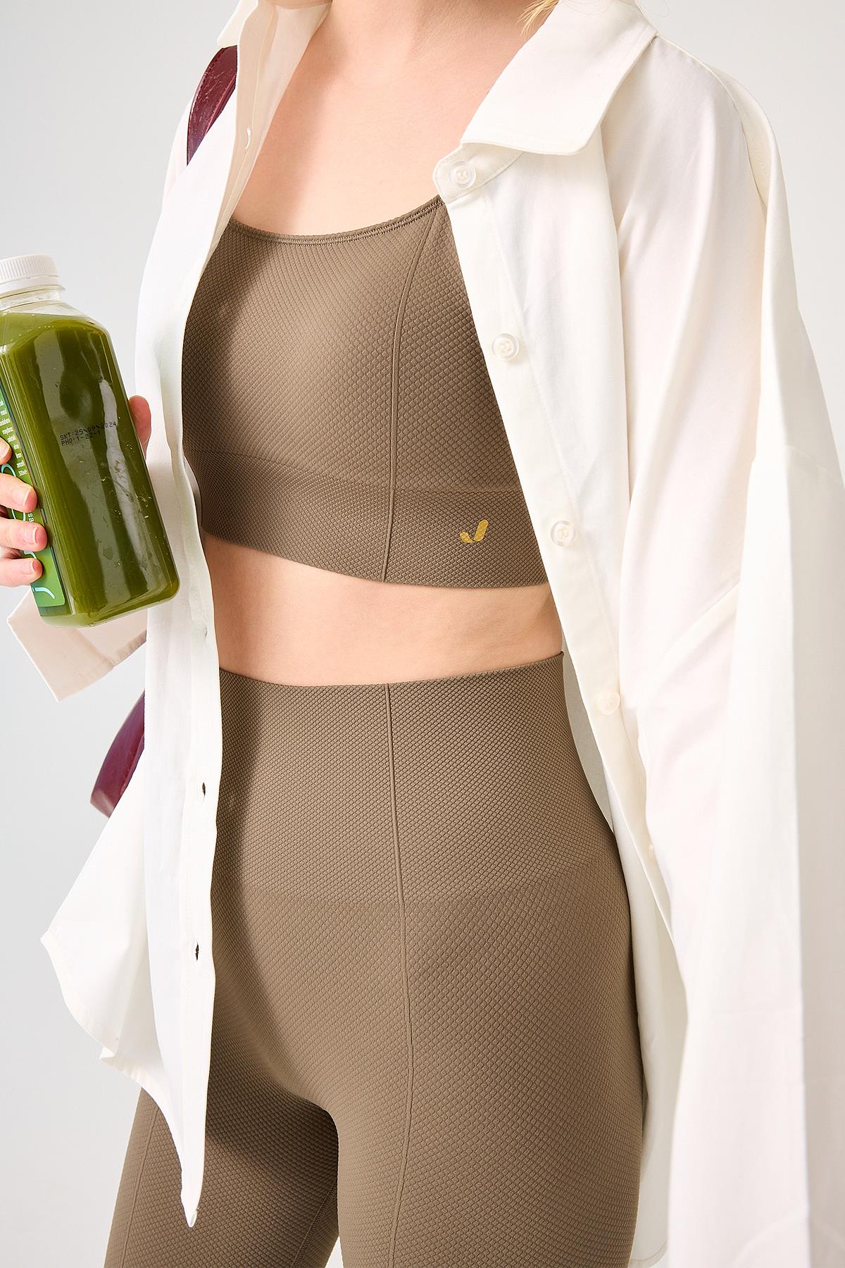 Holly Honeycomb Patterned High Waist Leggings Green
