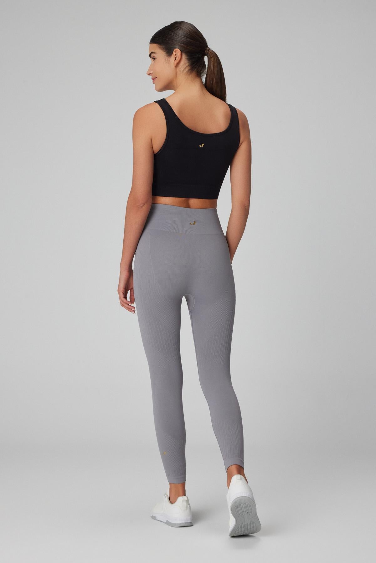 Lily Pattern Detailed Shaping Leggings Gray
