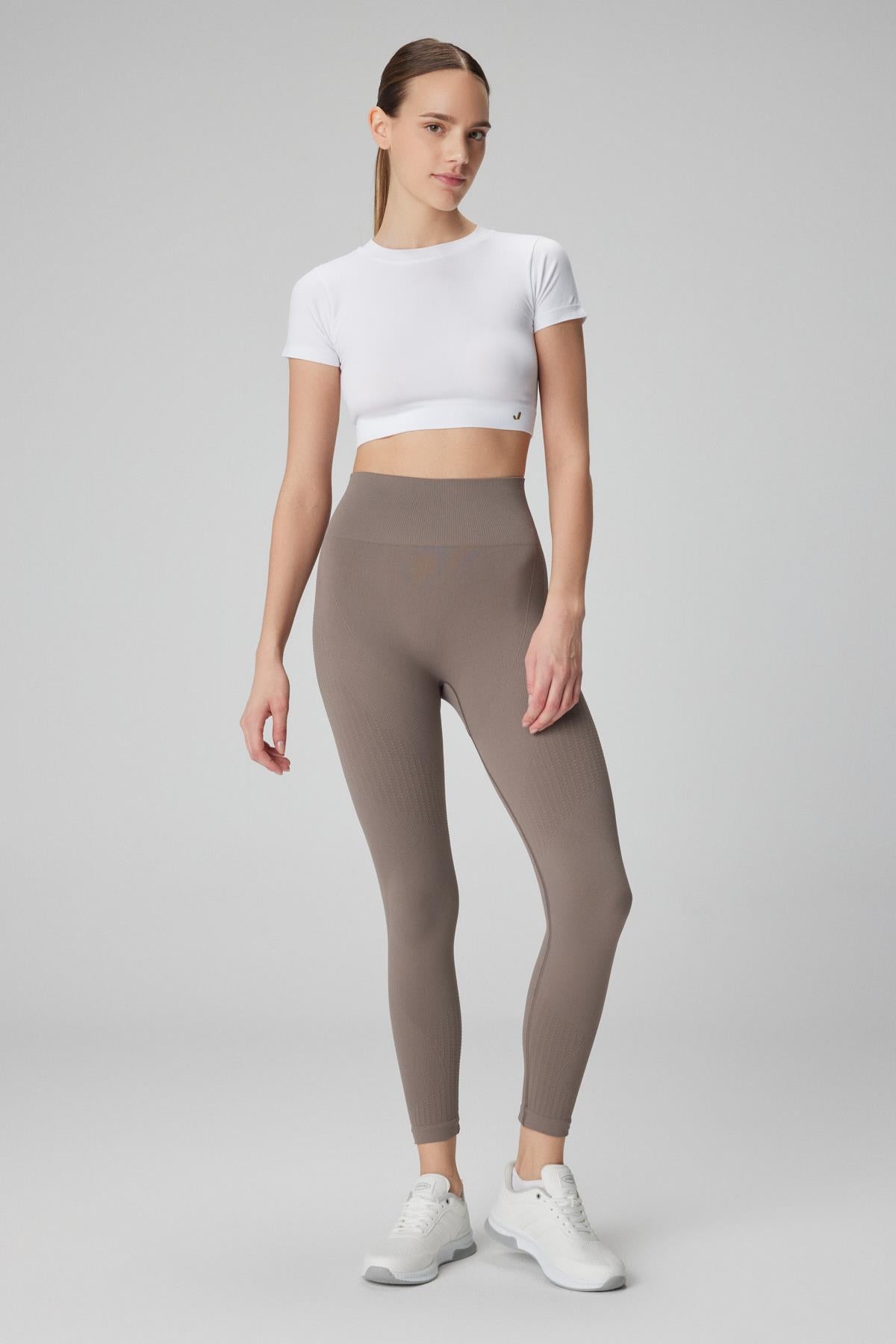 Lily Pattern Detailed Shaping Leggings Stone