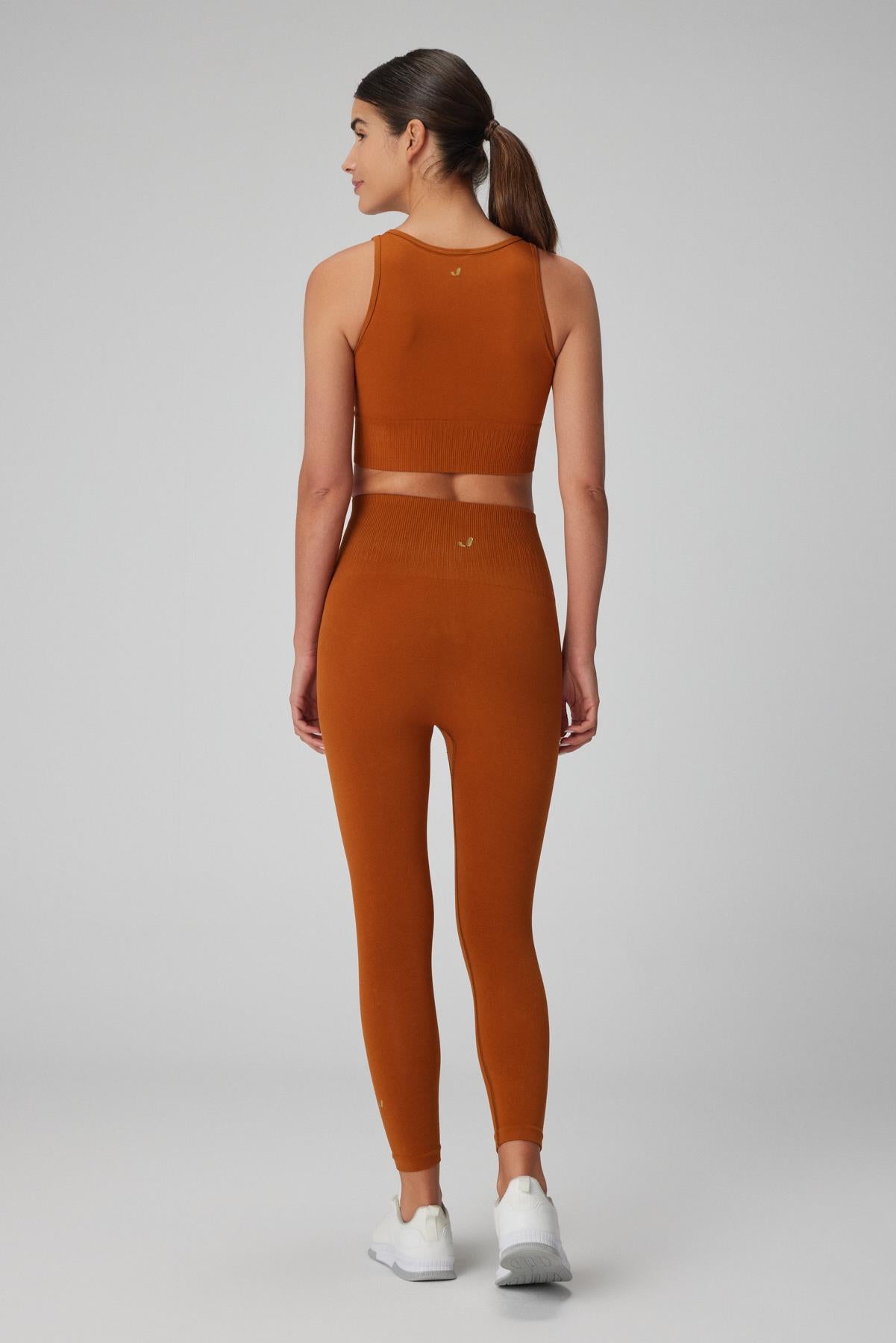 Luz High Waist Tight Leggings with Ripped Belt Detail Almond